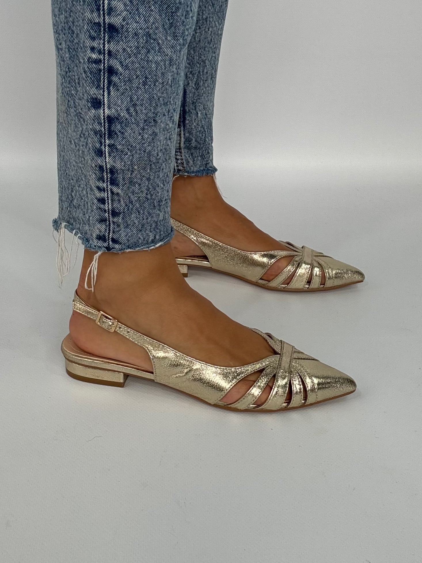 Slingback Silla Baby Flat - Oro