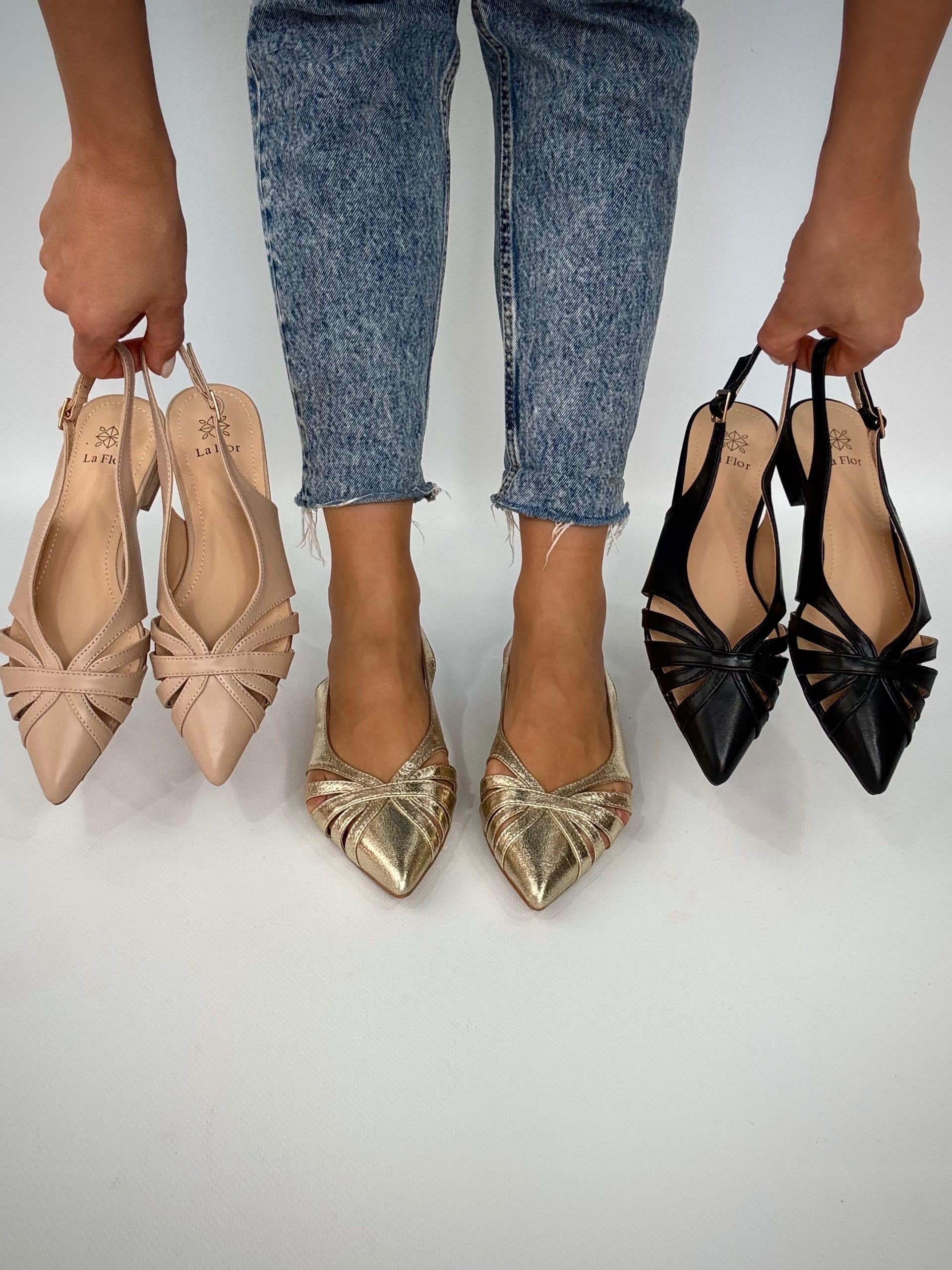 Slingback Silla Baby Flat - Oro