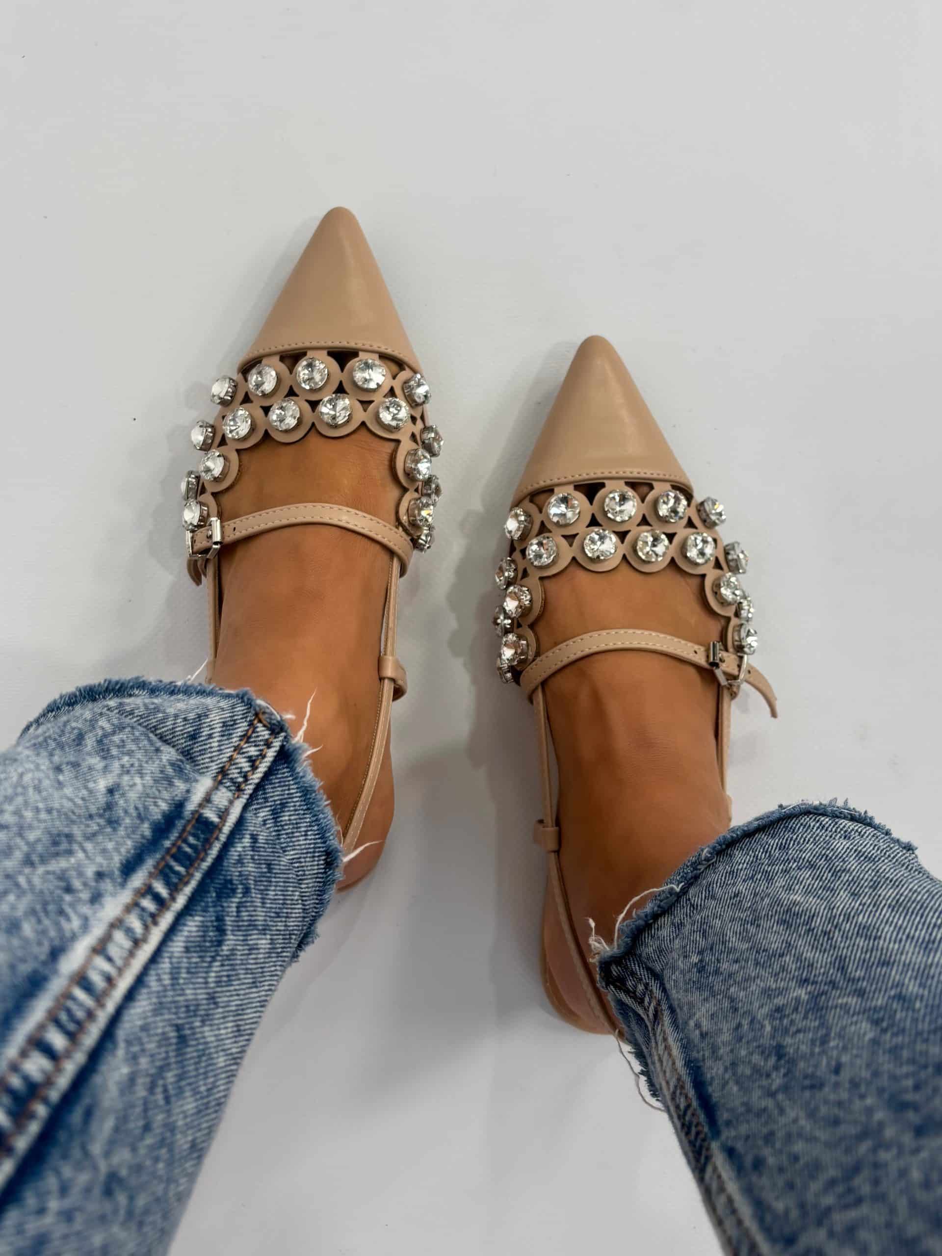 Slingback Flat Pietre - Nude
