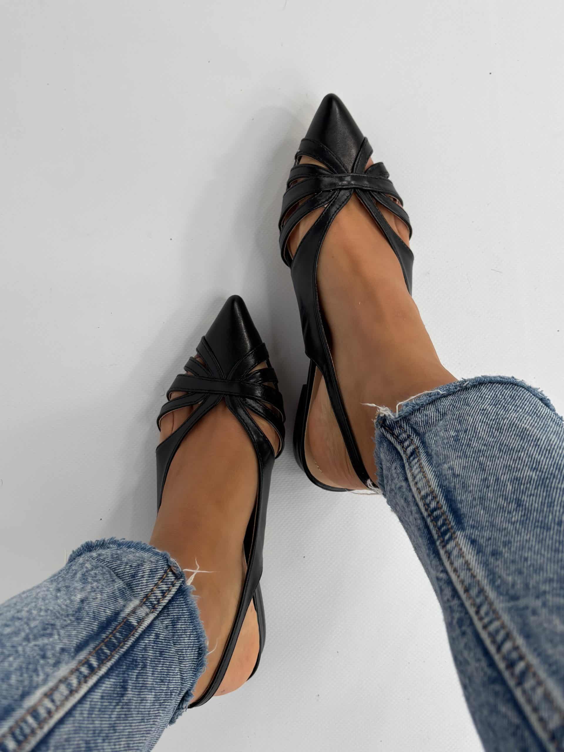 Slingback Silla Baby Flat - Nero