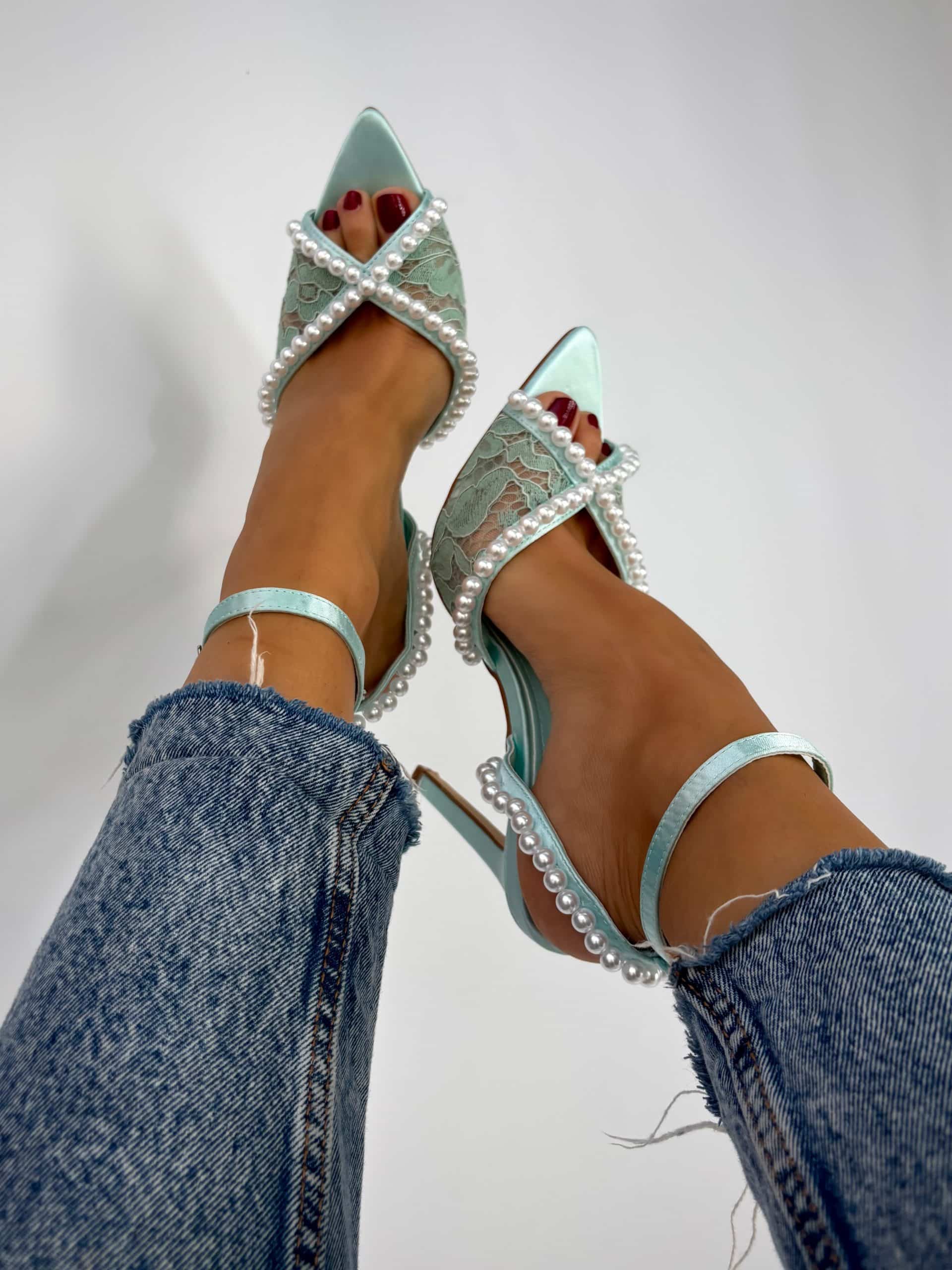 Sandali Wedding Pizzo e Perle - Tiffany