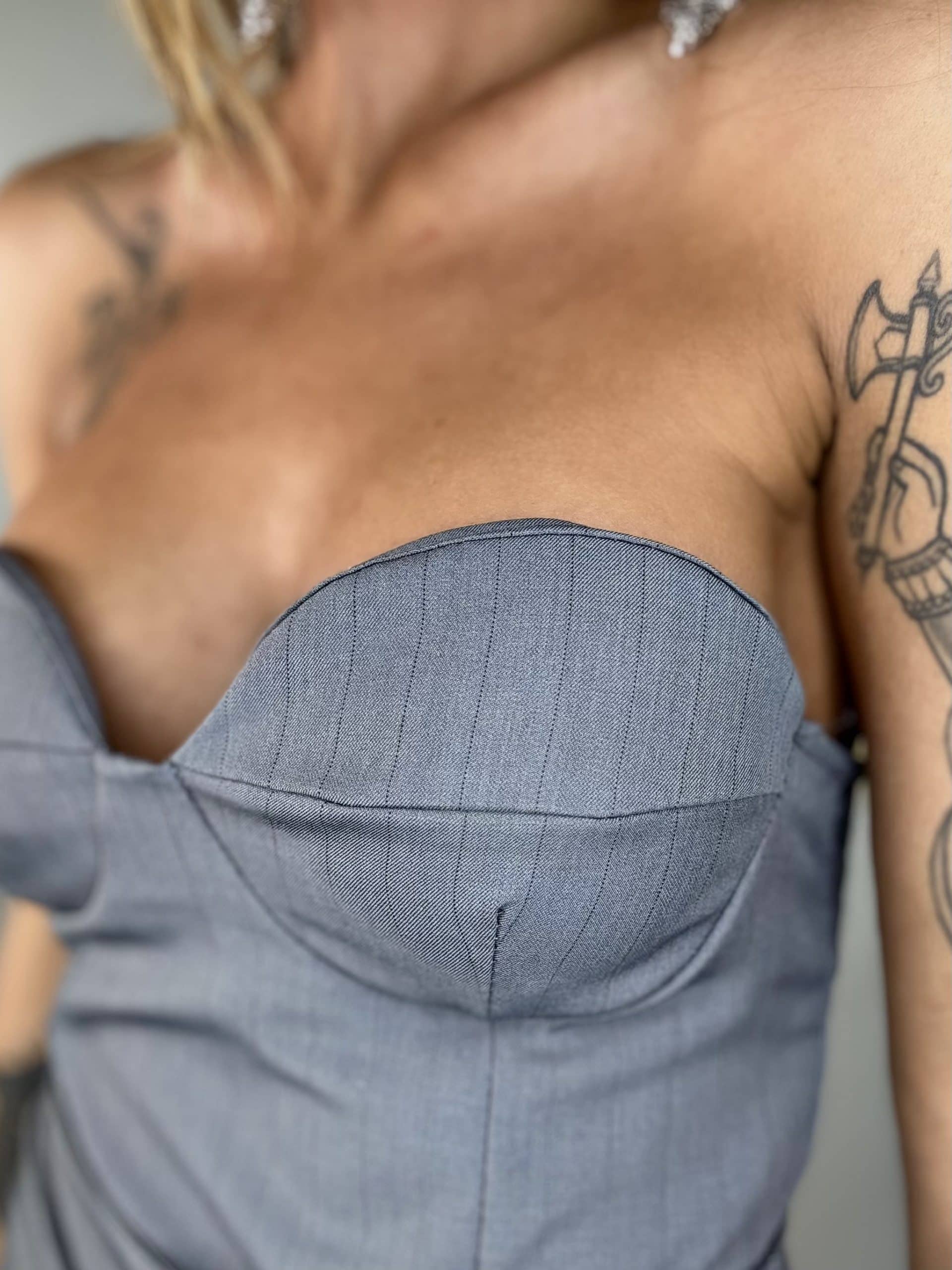 Top Completo Gessato - Grigio