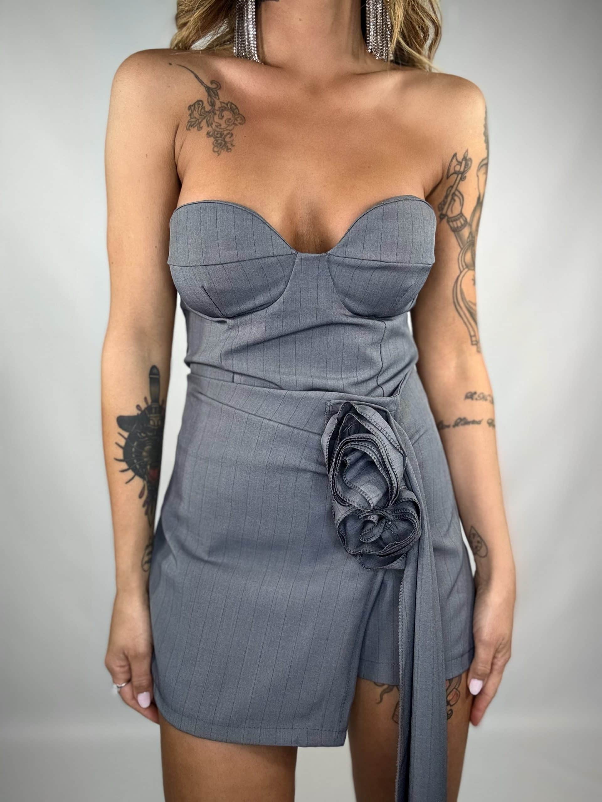 Top Completo Gessato - Grigio