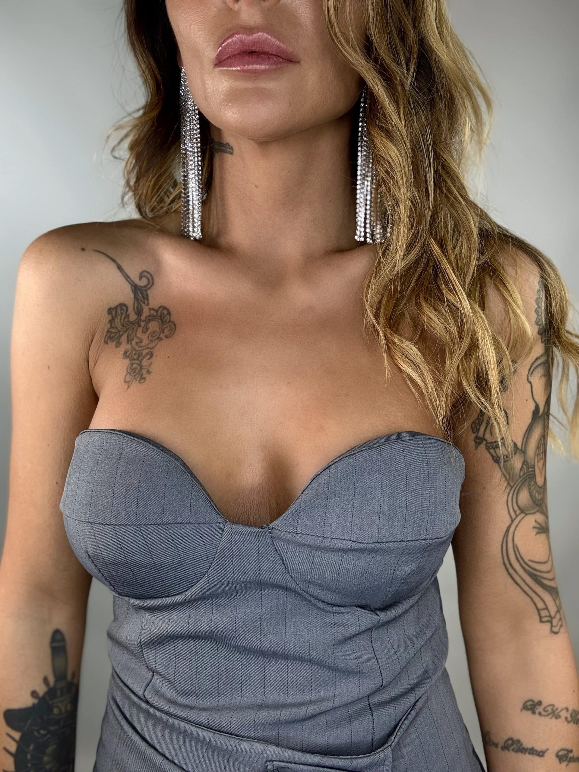 Top Completo Gessato - Grigio