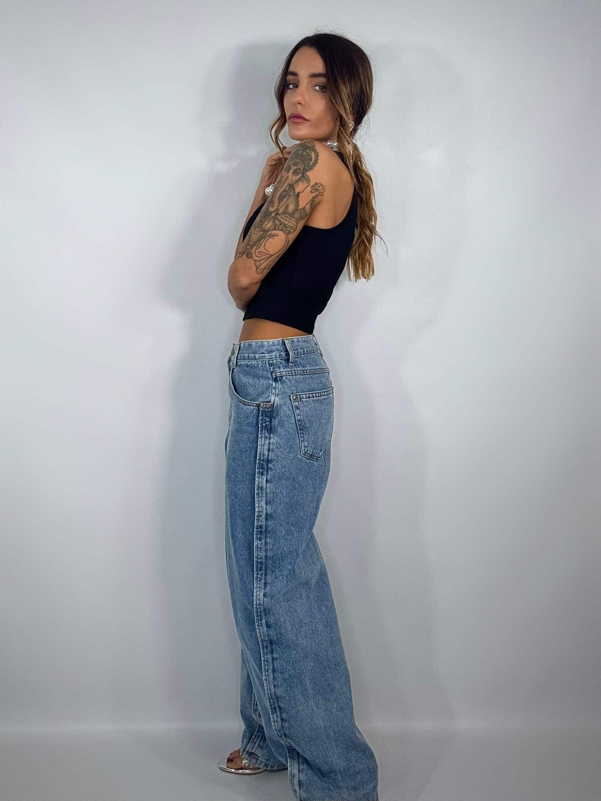 Jeans Boyfriend Cuciture Laterali - Denim