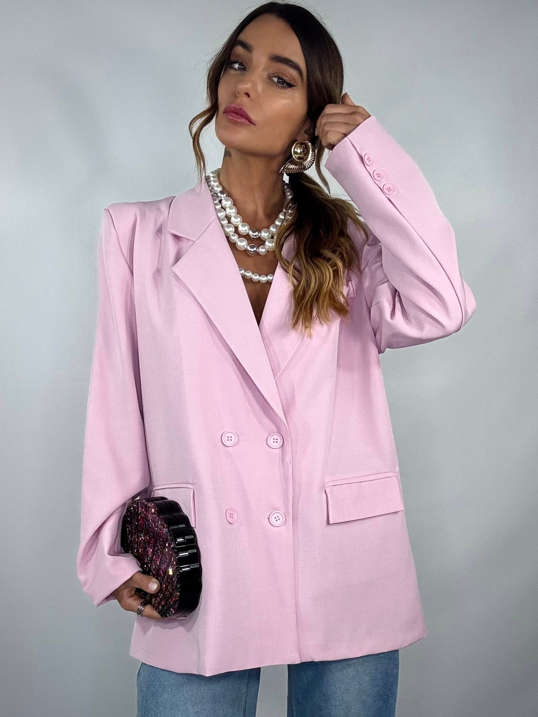Blazer Over Cut Out con fibbie - Rosa