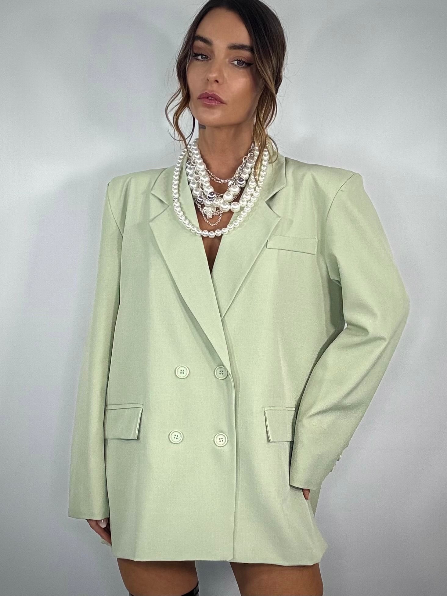 Blazer Over Cut Out con Fibbie - Verde