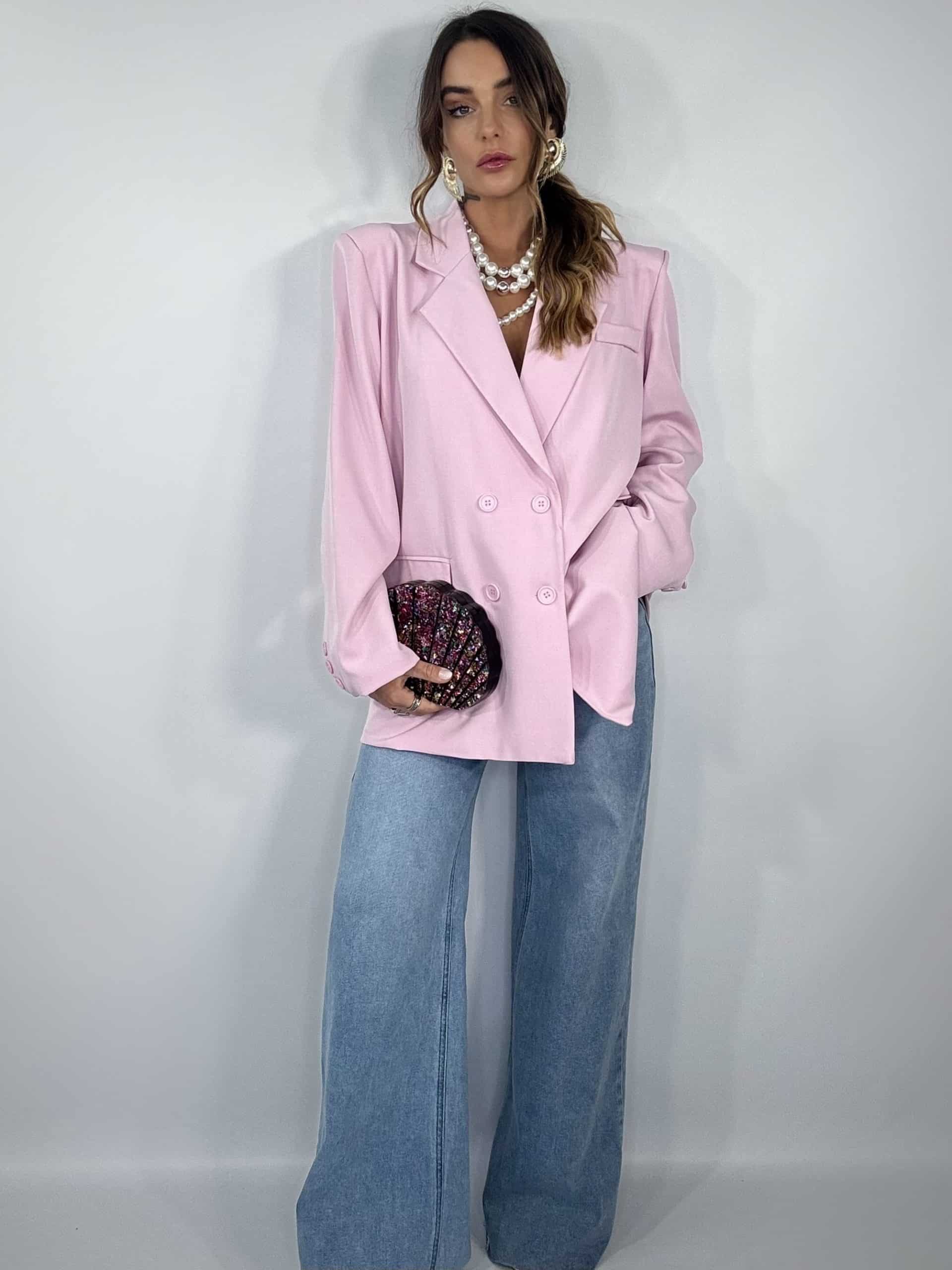 Blazer Over Cut Out con fibbie - Rosa