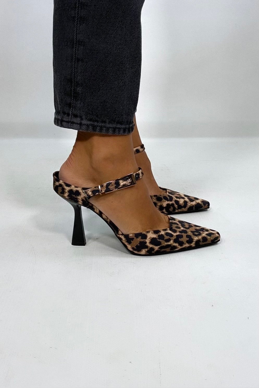 Sabot con Fibbietta e Tacco Medio - Leopardo