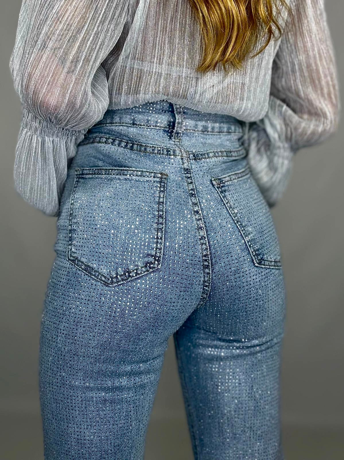 Jeans Straight Super Strass - Denim