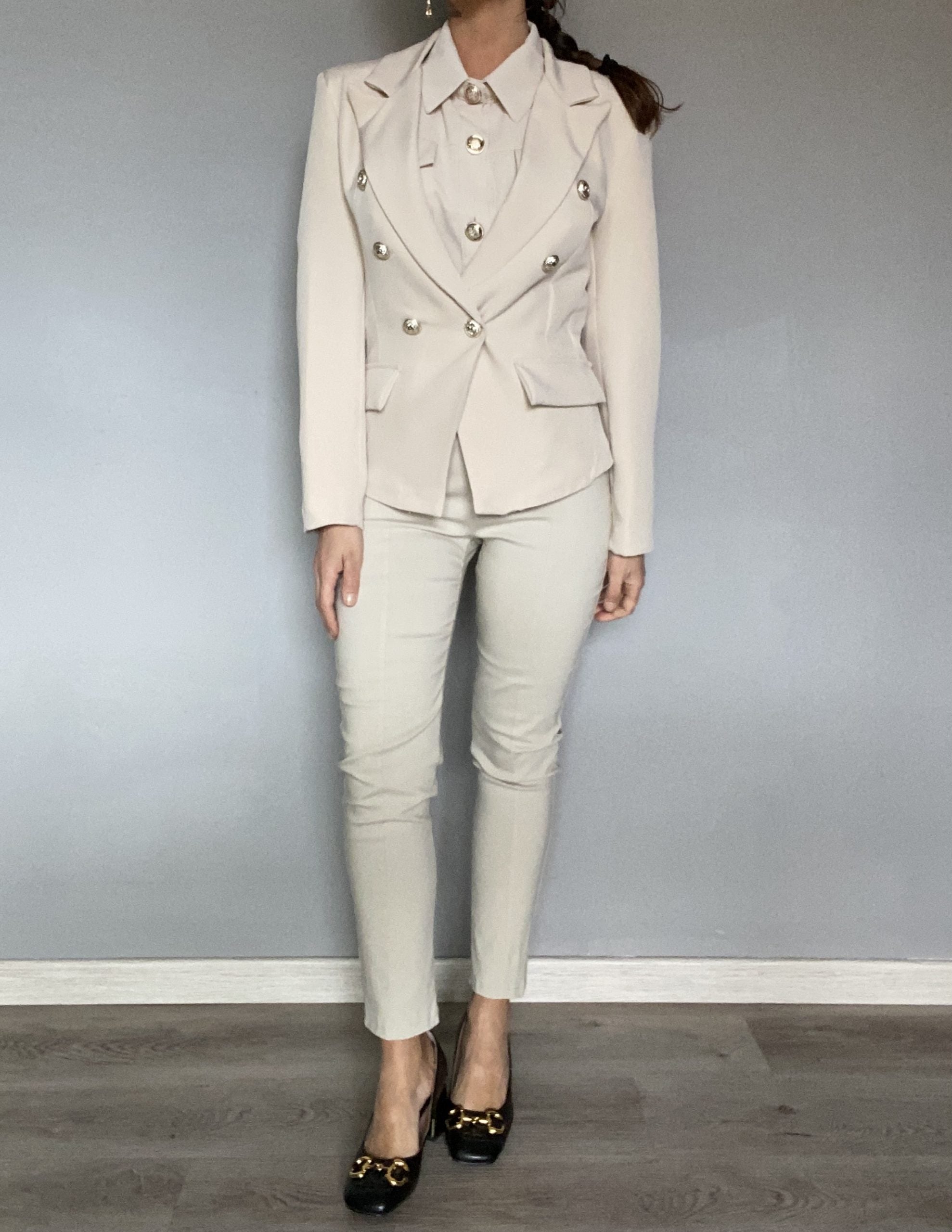 Pantaloni Skinny Bottoni Gioiello - Bianco