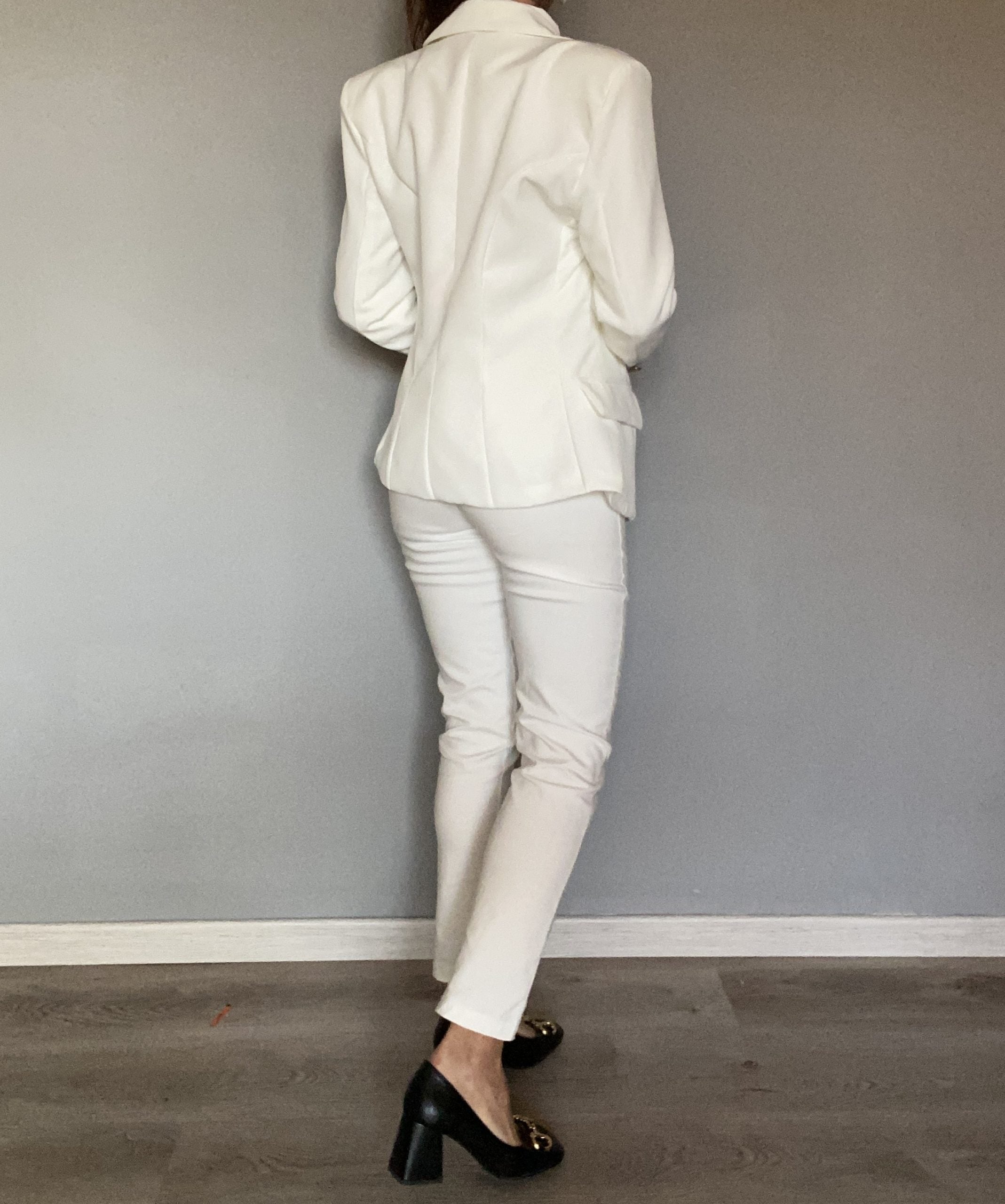 Pantaloni Skinny Bottoni Gioiello - Bianco