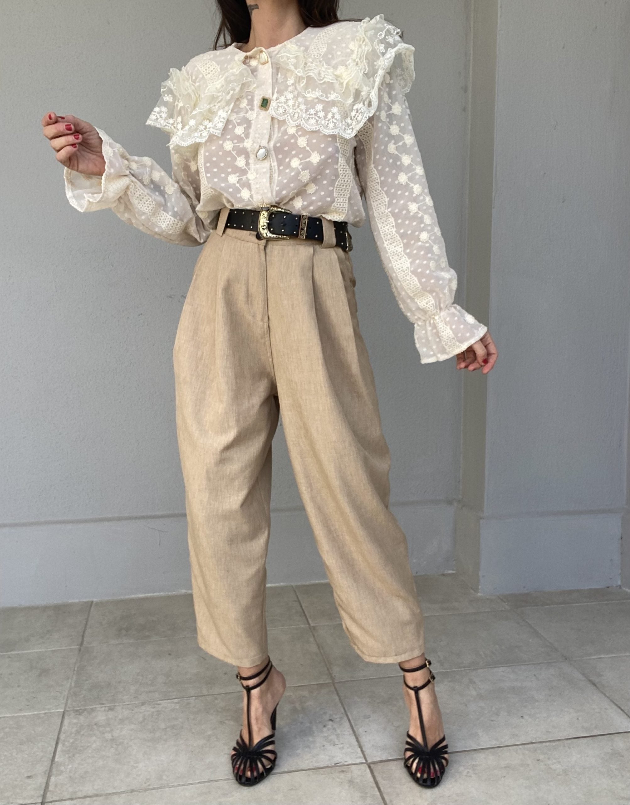 Pantaloni Pinces Vintage Mood - Nero
