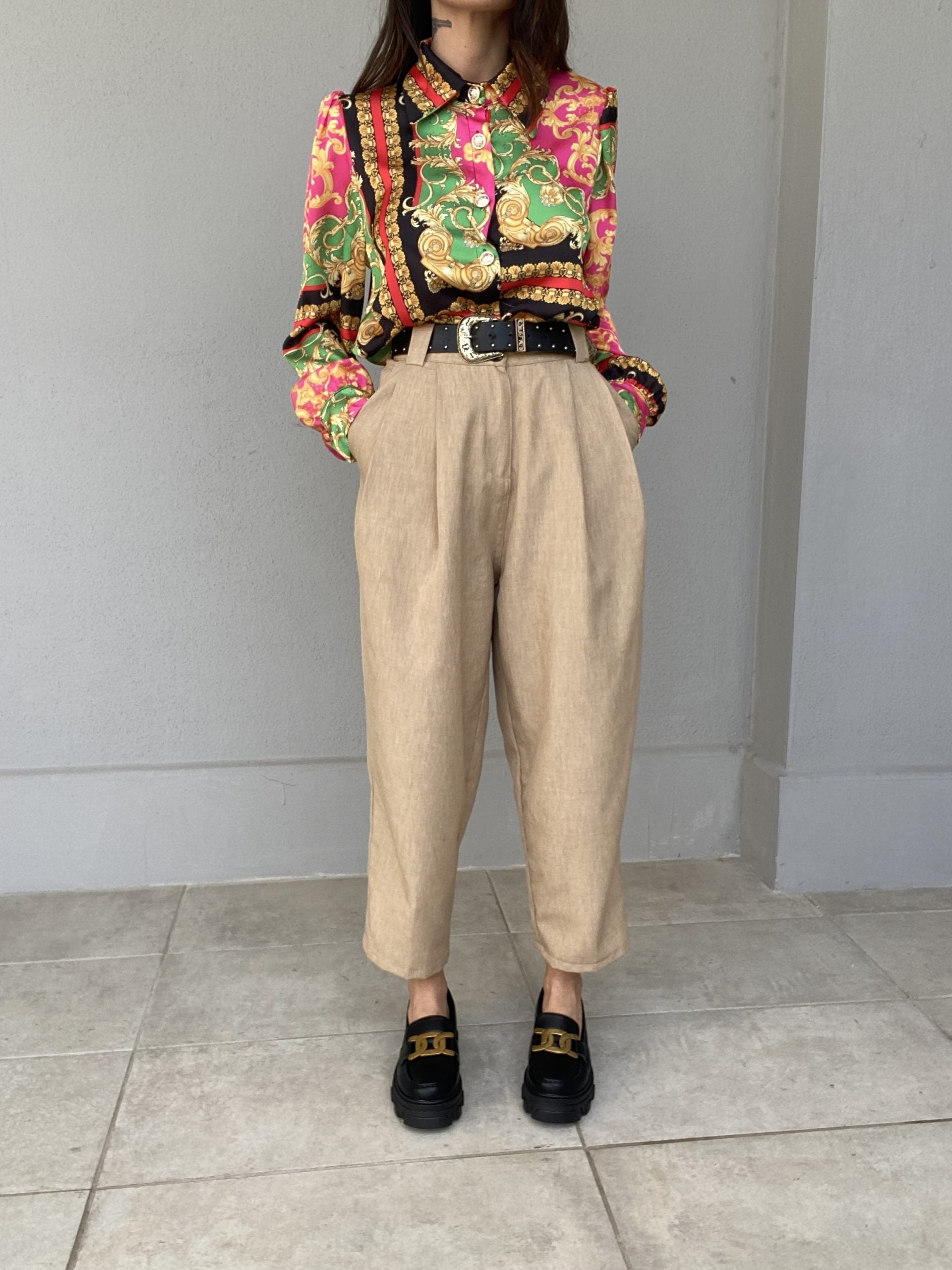Pantaloni Pinces Vintage Mood - Nero