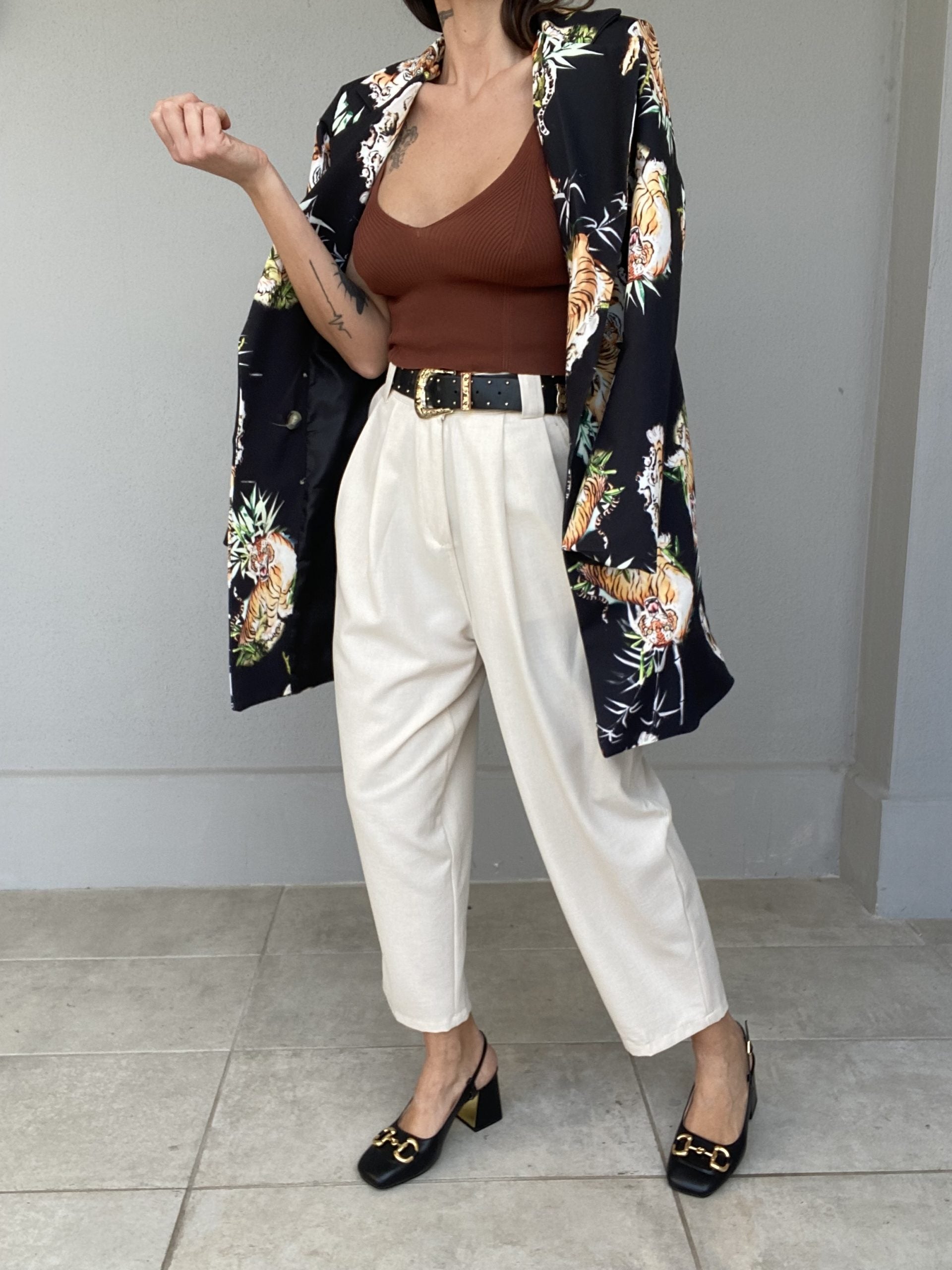 Pantaloni Pinces Vintage Mood - Nero