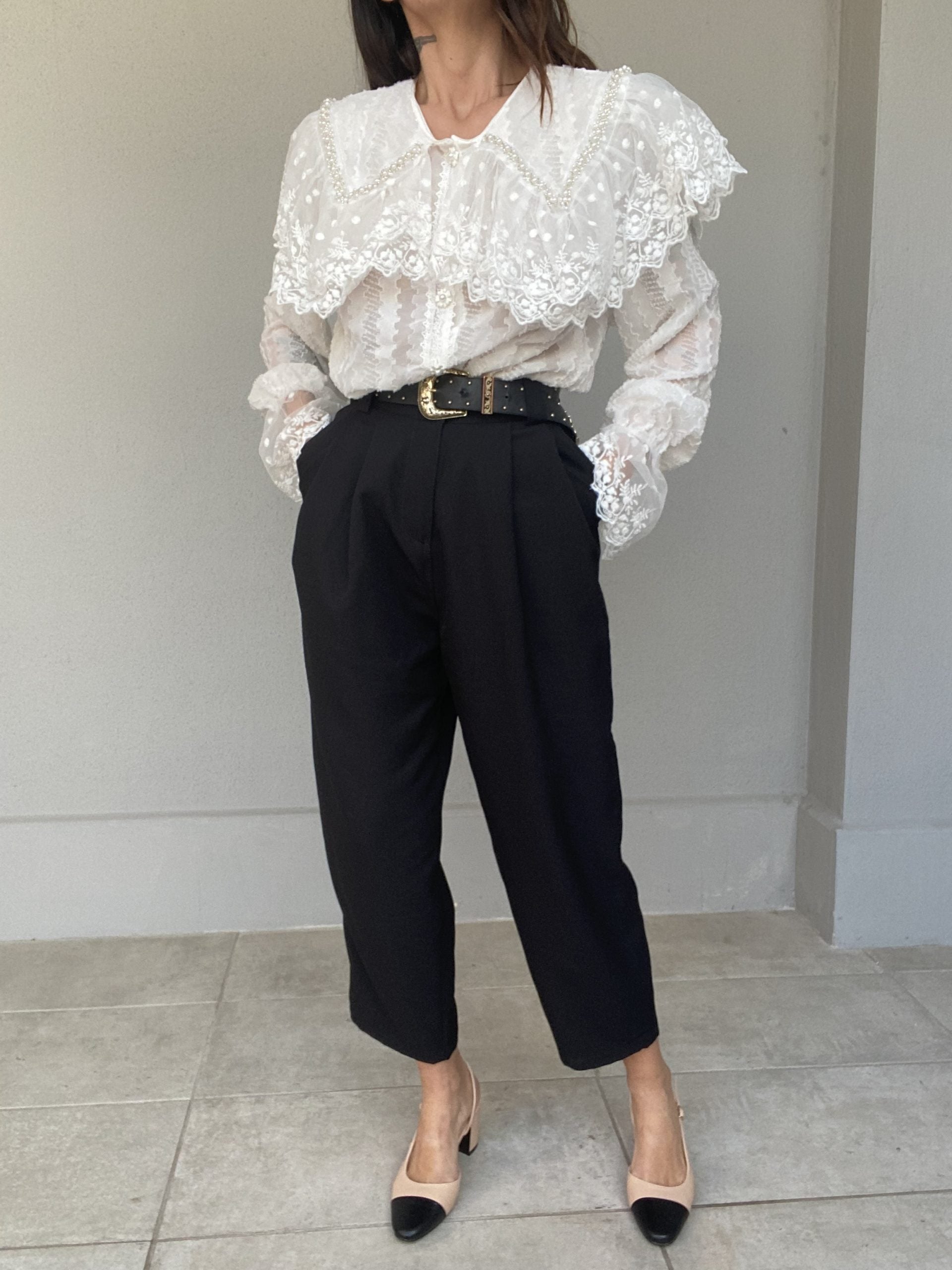 Pantaloni Pinces Vintage Mood - Nero