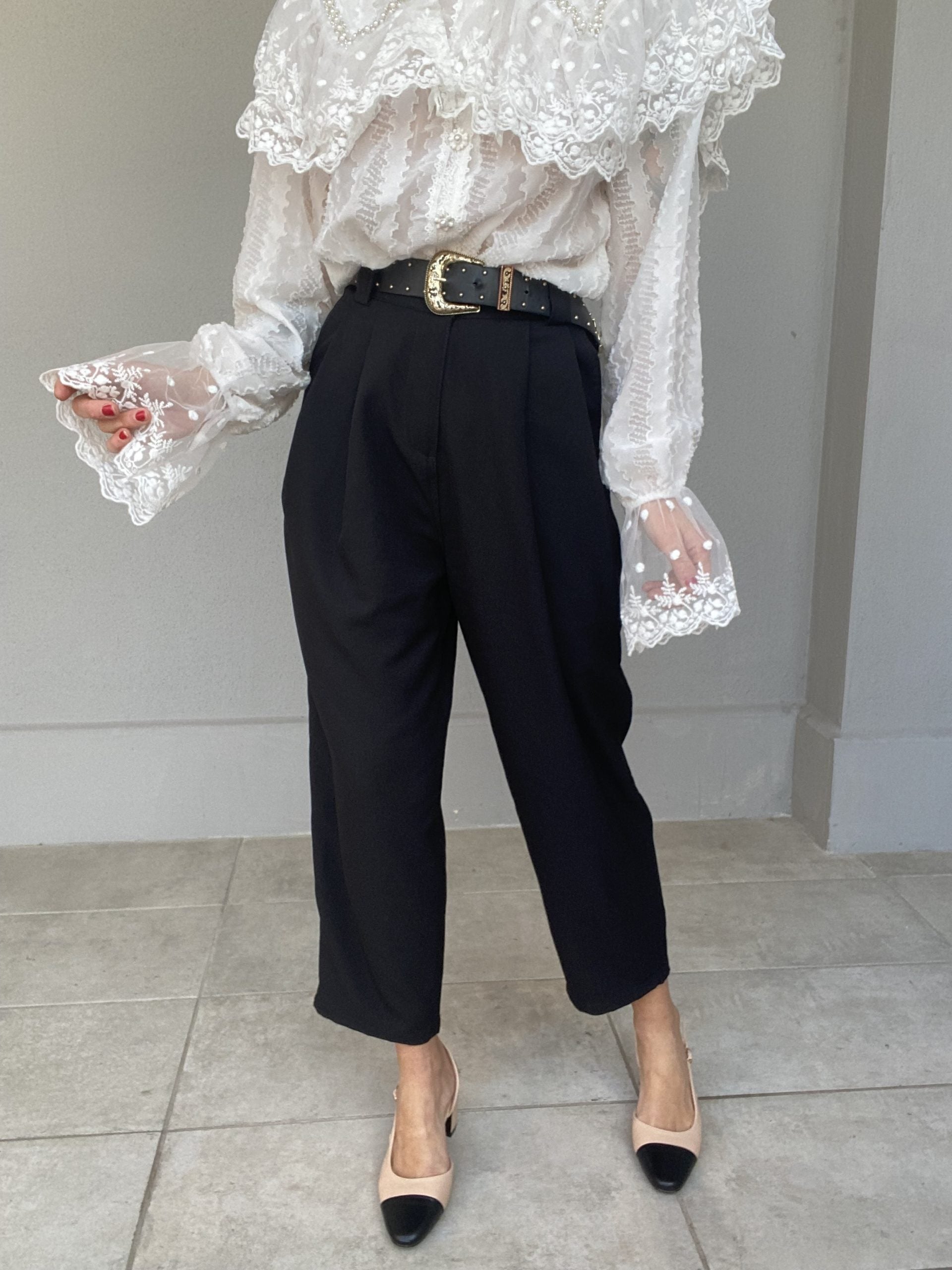 Pantaloni Pinces Vintage Mood - Nero