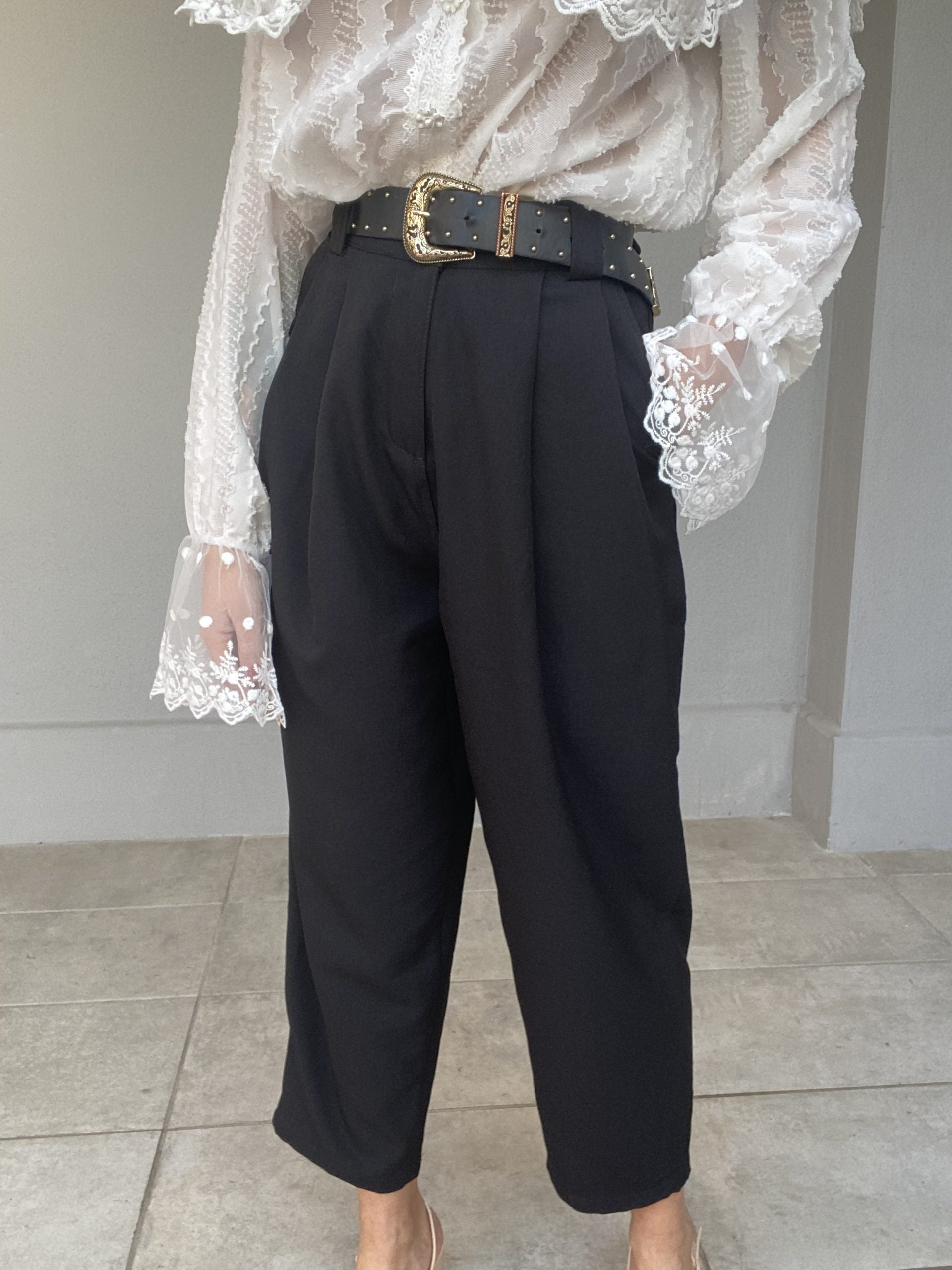 Pantaloni Pinces Vintage Mood - Nero
