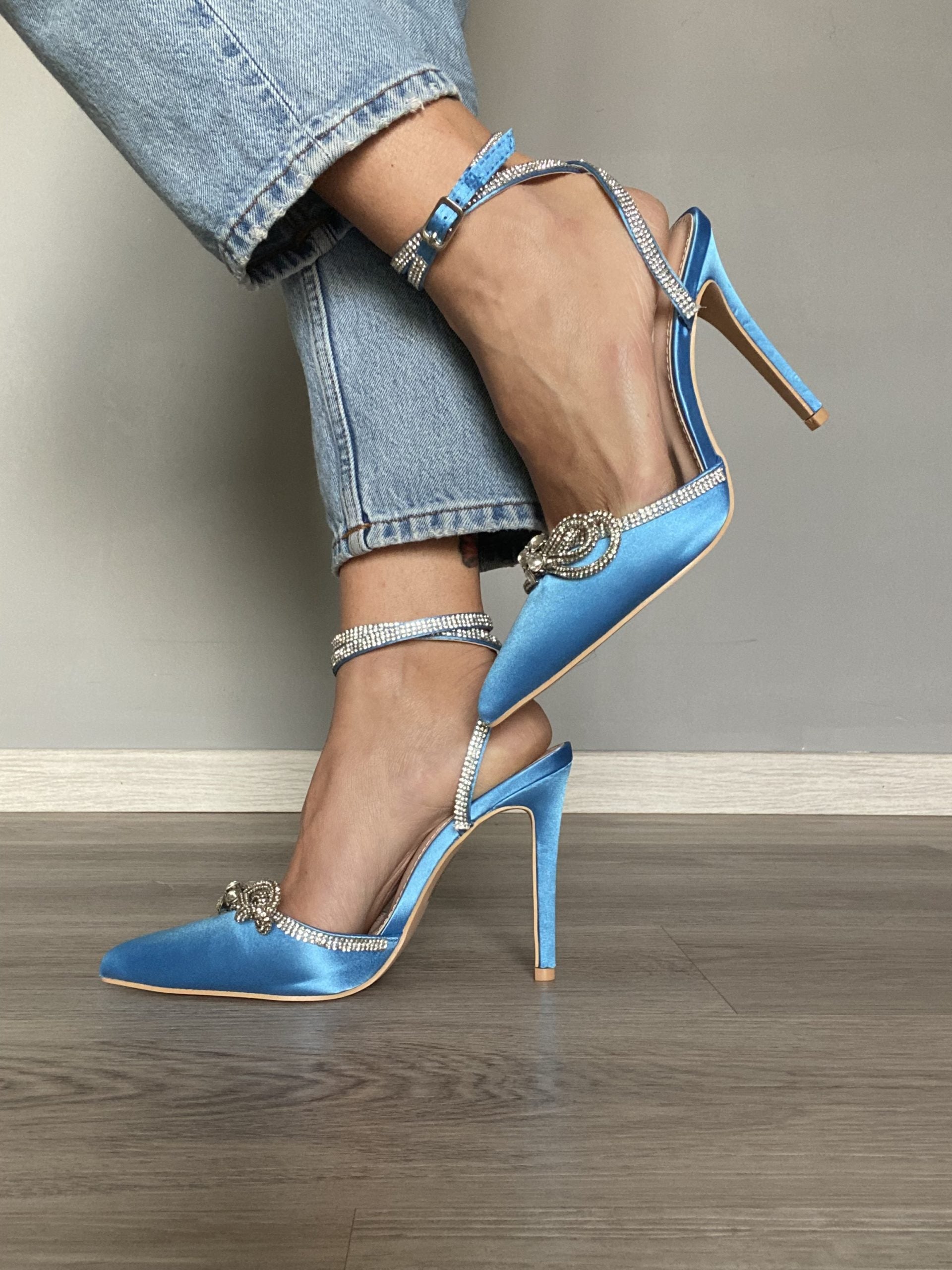 Decollete Diamond - Satin Azzurro