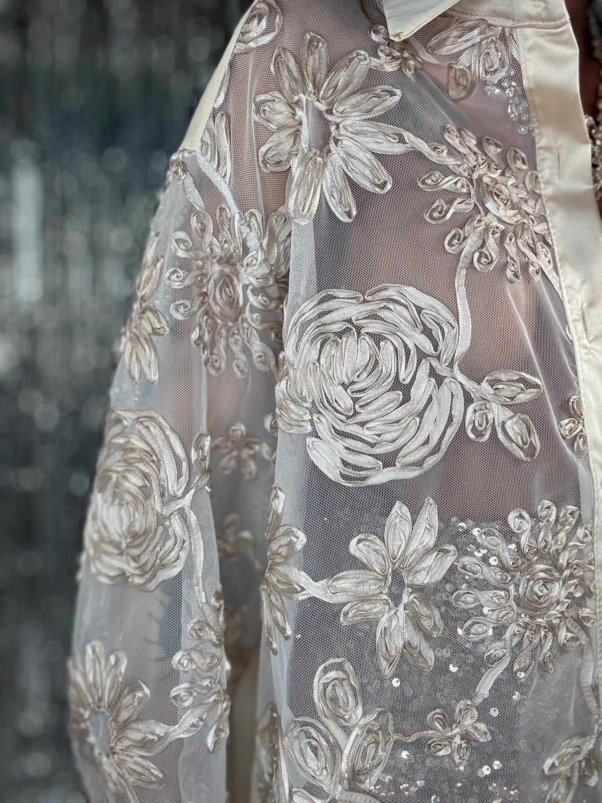 Camicia Over Rose in Pizzo - Nude