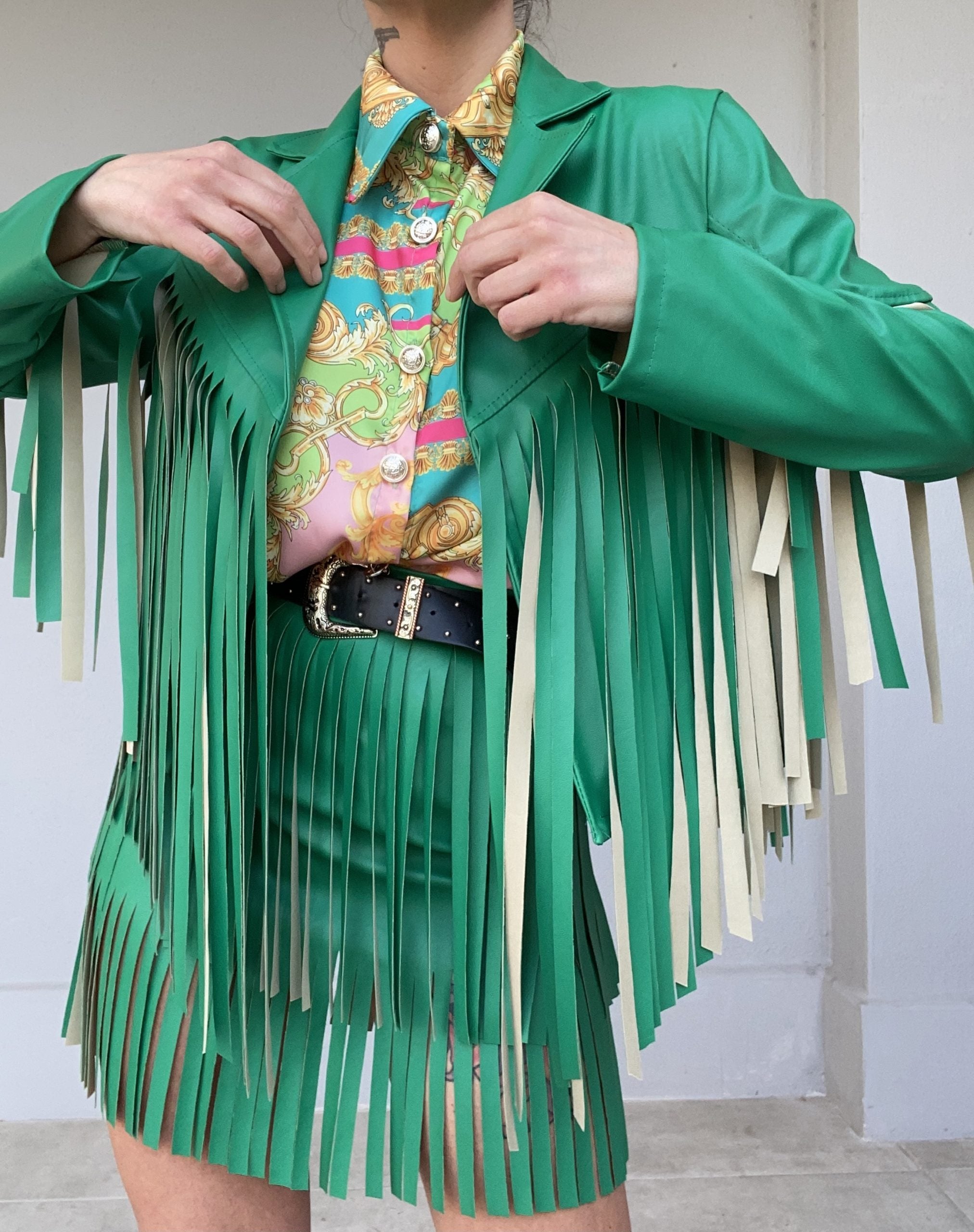 Chiodo Leather Frange - Cammello