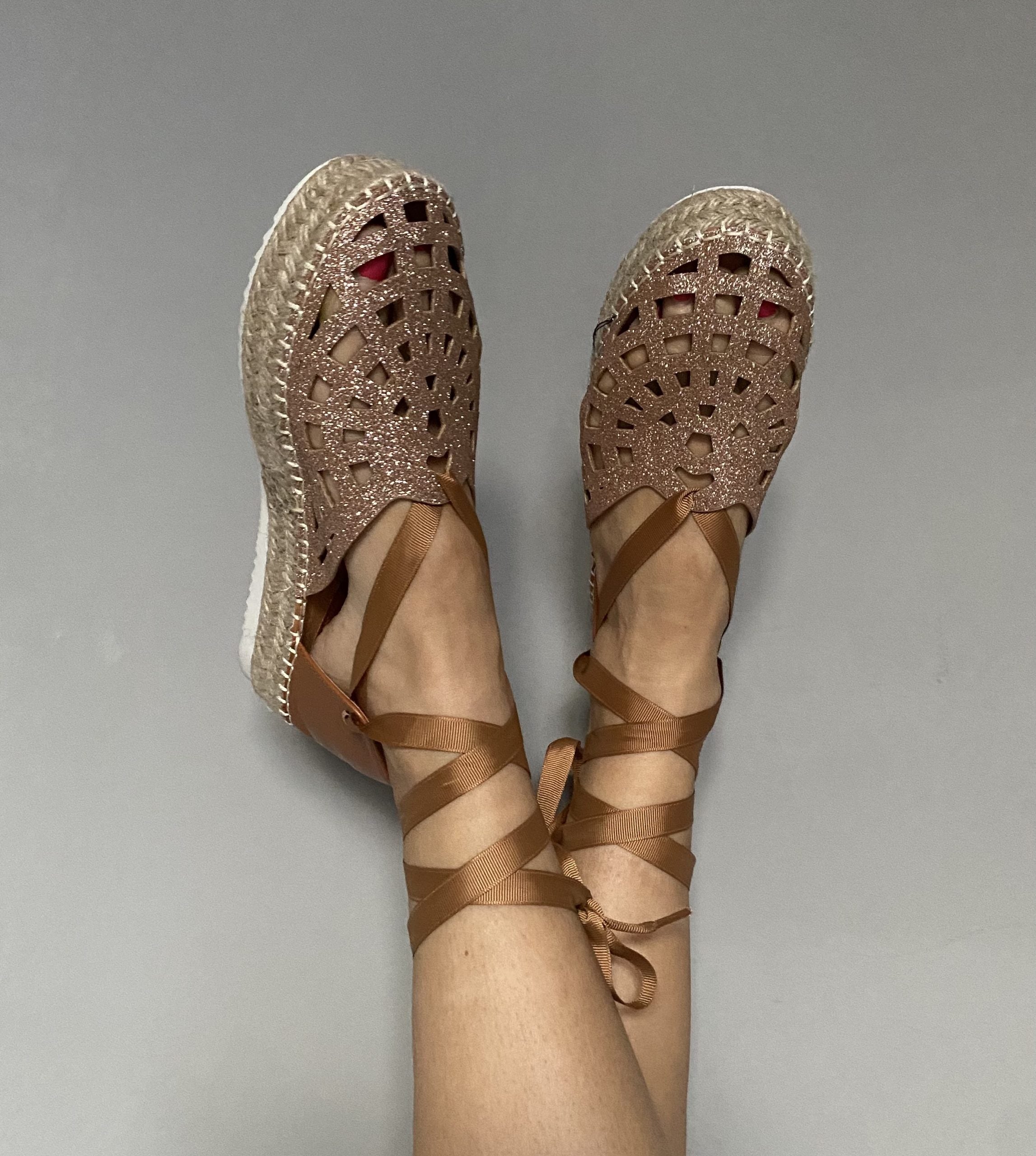 Espadrillas Glitter Lacci alla Schiava - Bronzo