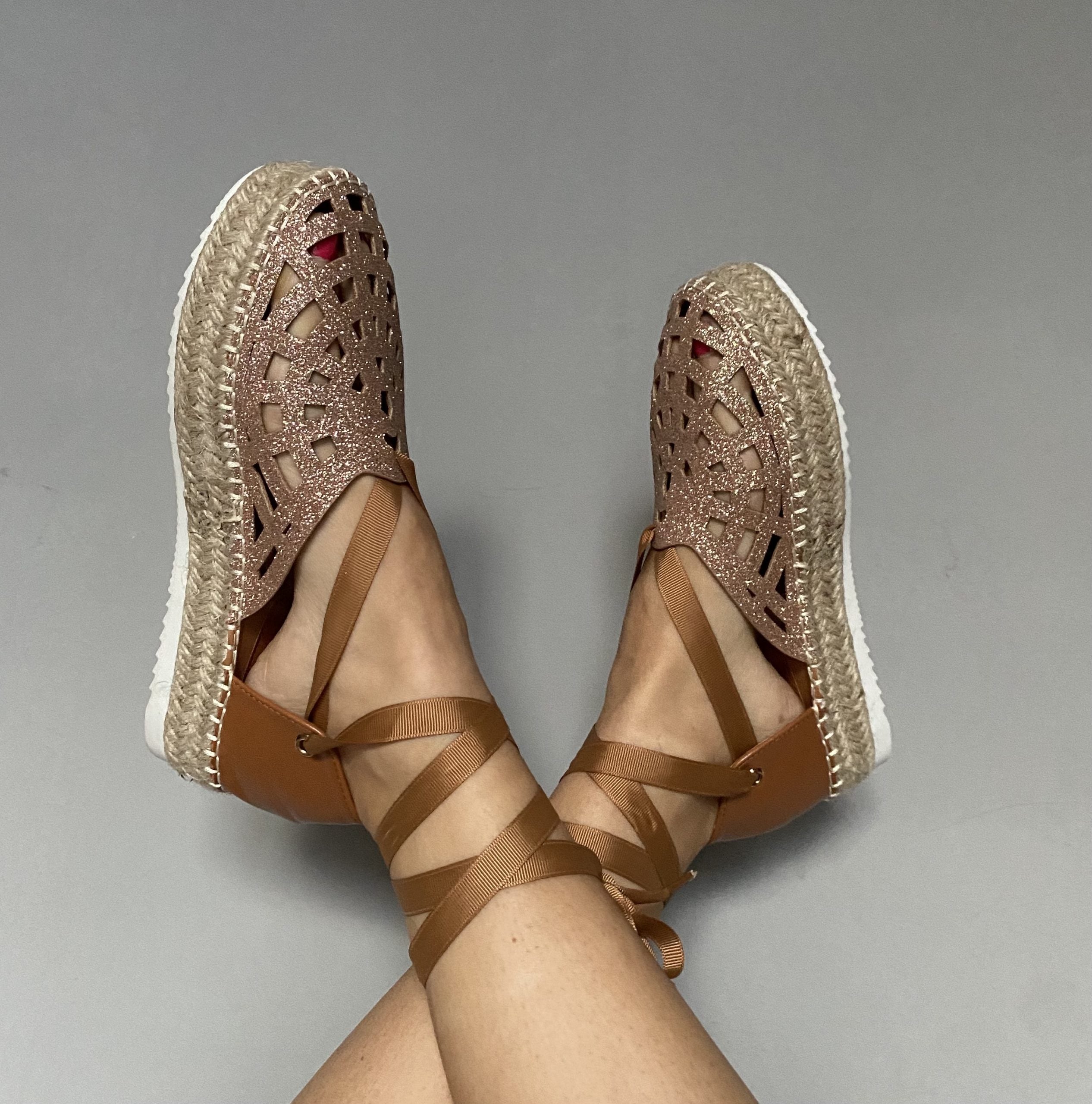Espadrillas Glitter Lacci alla Schiava - Bronzo