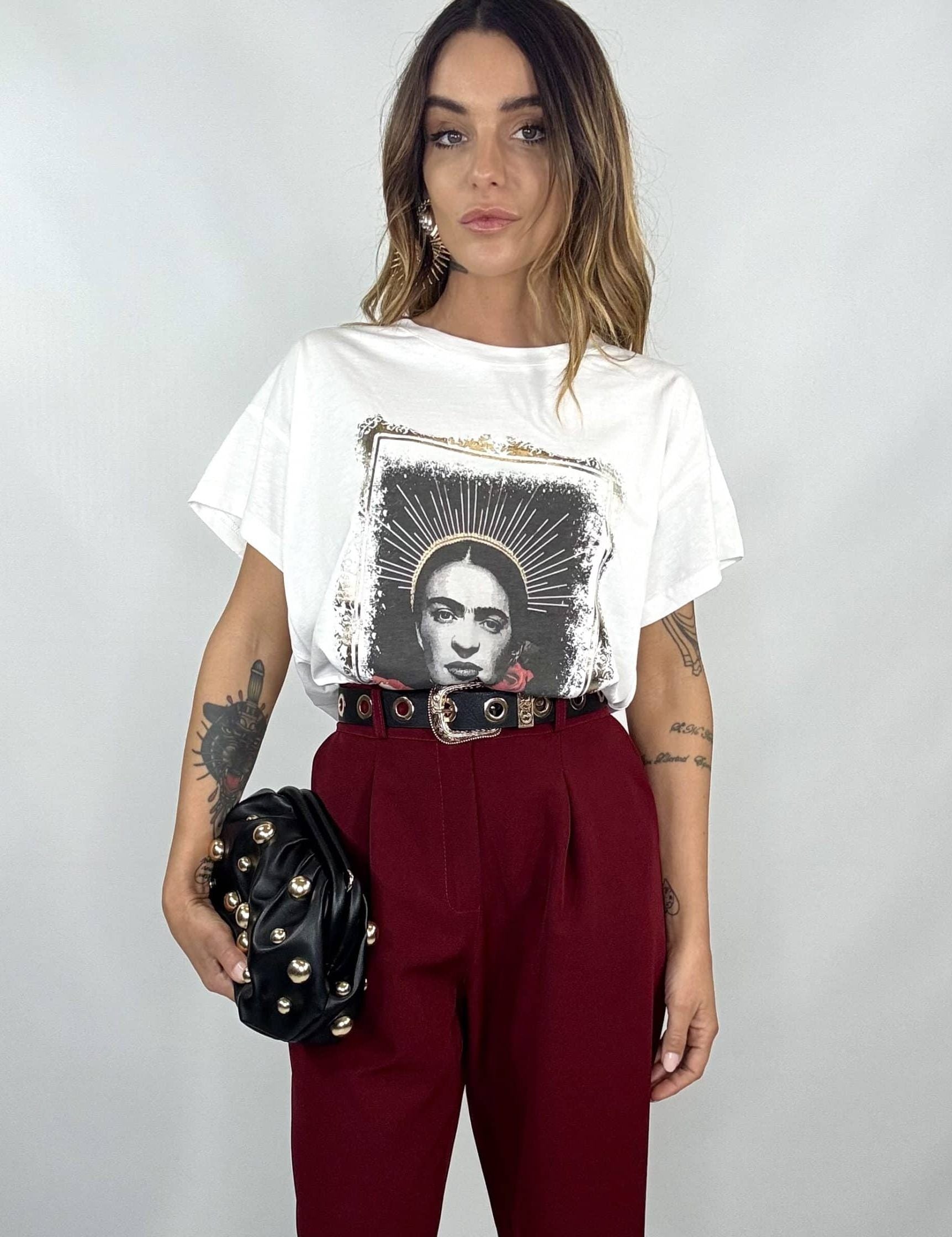 T-shirt Over Frida Kahlo - Bianco