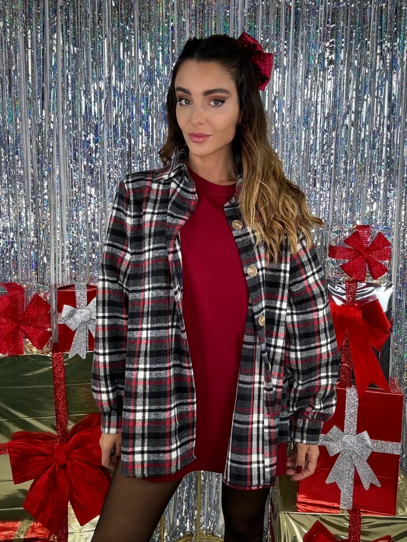 Camicia Flanella Quadri Orsetto - Rosso / Nero