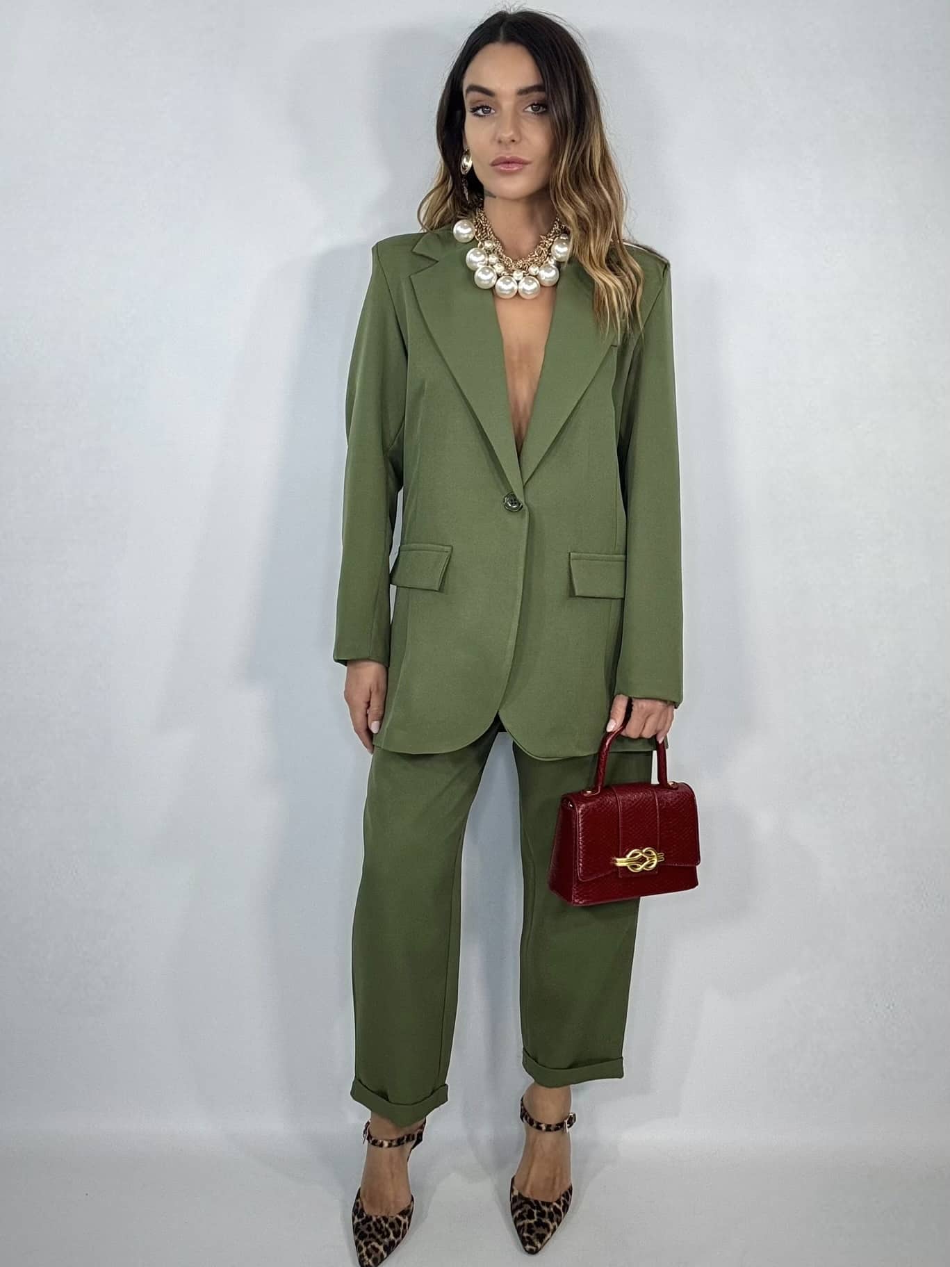 Completo Over Pantaloni Pinces - Verde Militare