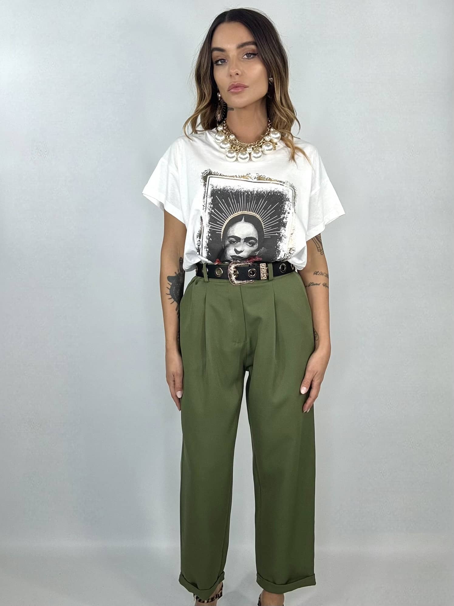 Completo Over Pantaloni Pinces - Verde Militare