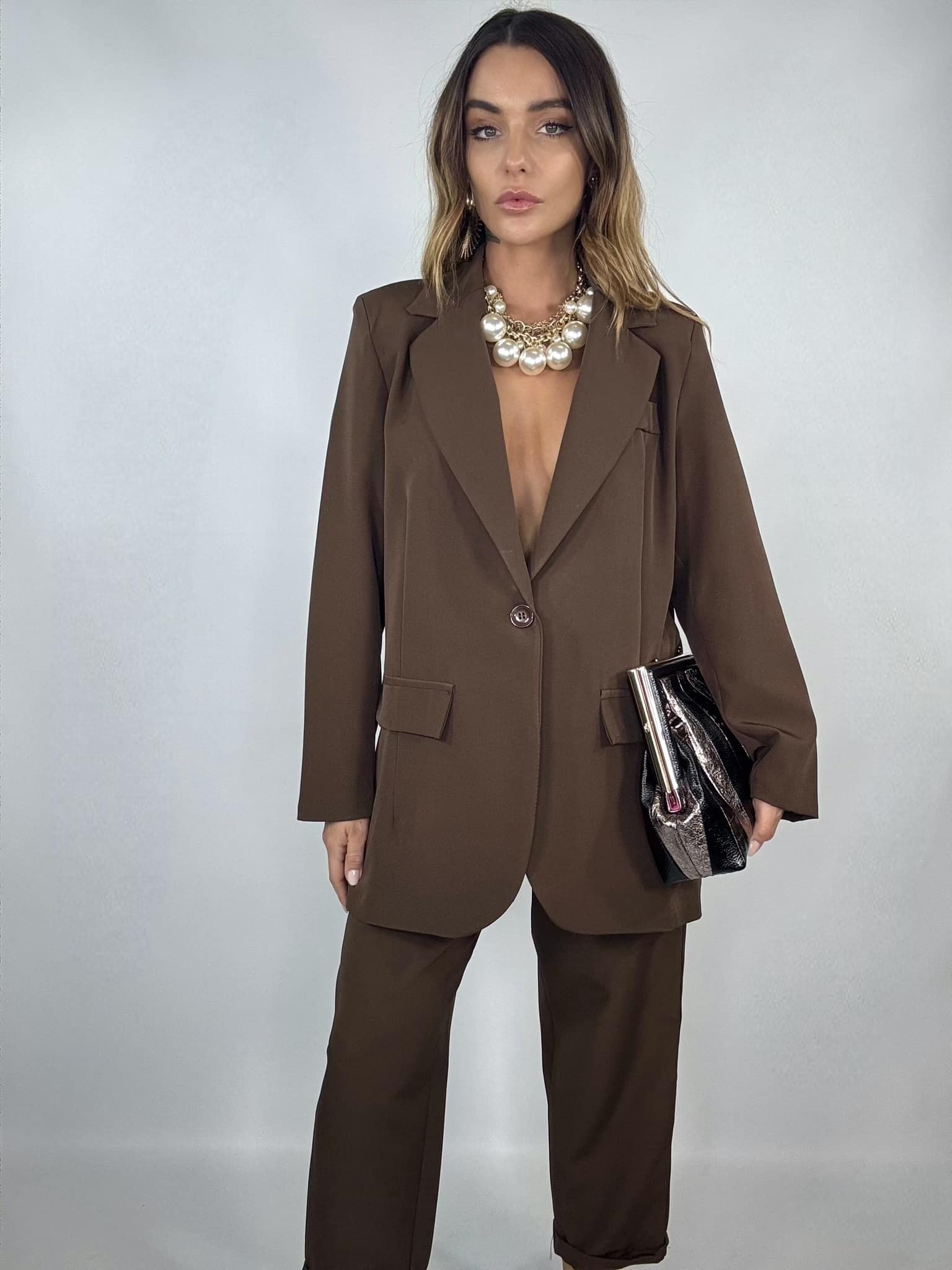 Completo Over Pantaloni Pinces - Marrone