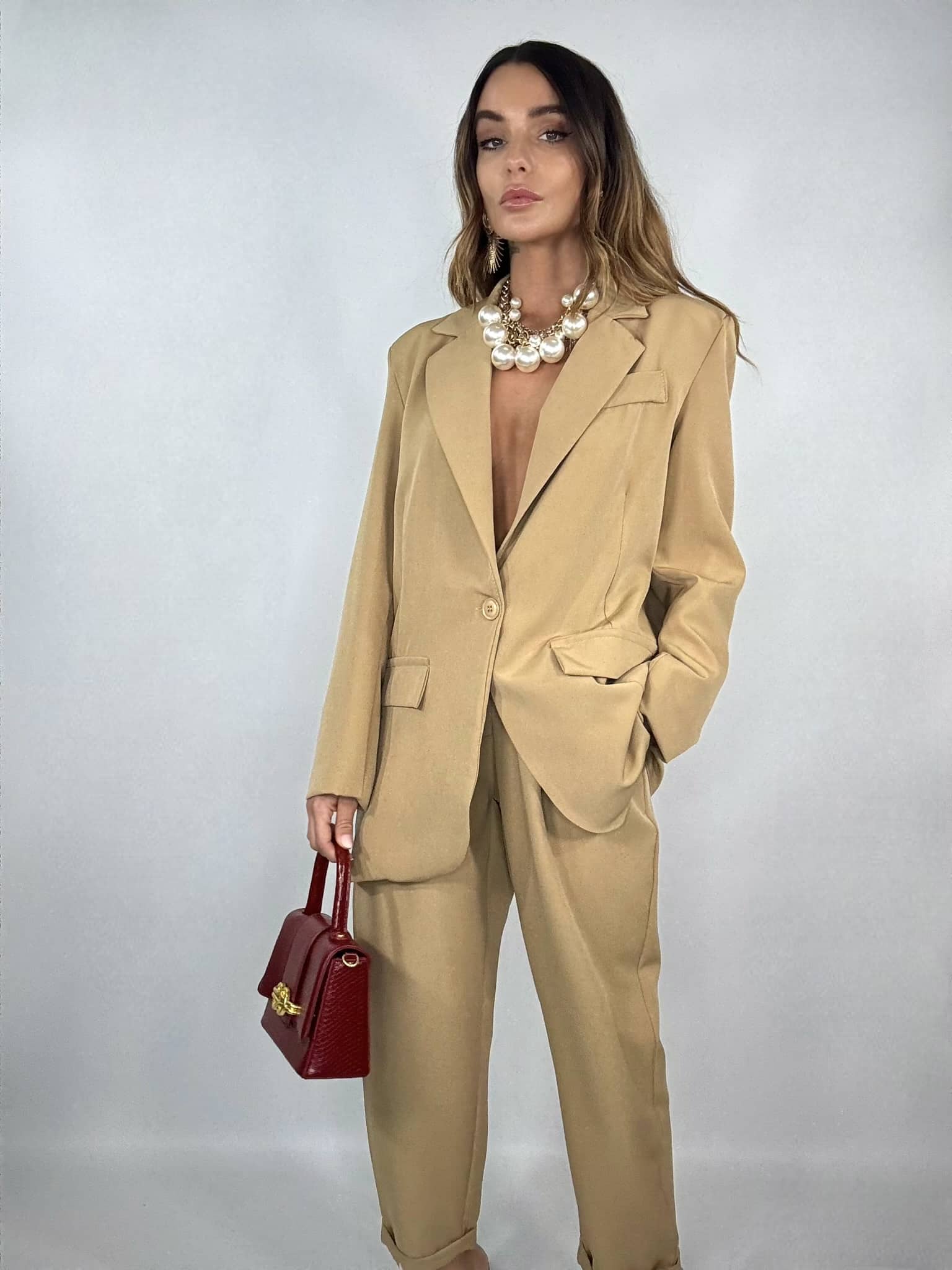 Completo Over Pantaloni Pinces - Cammello