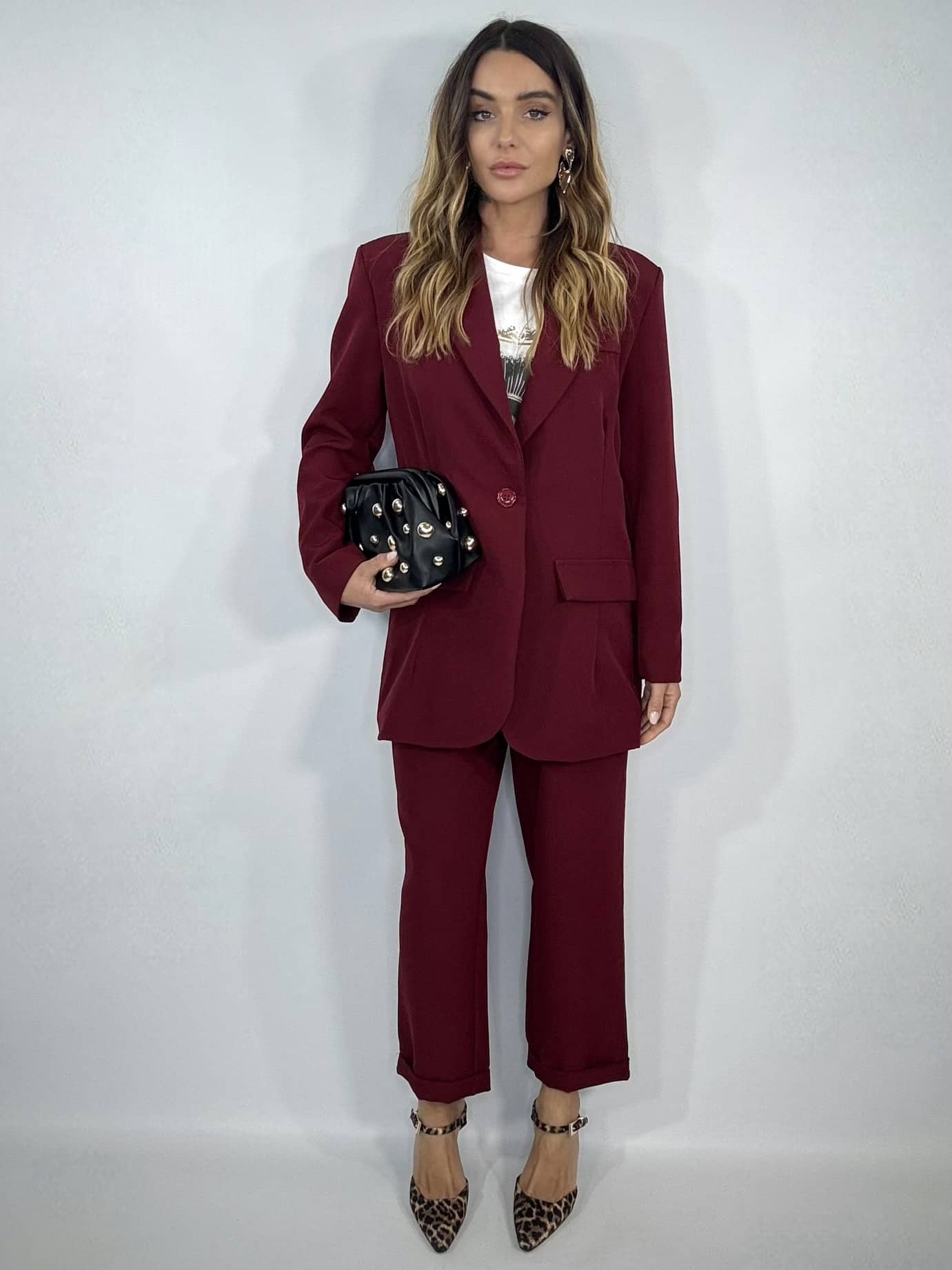 Completo Over Pantaloni Pinces - Bordeaux.