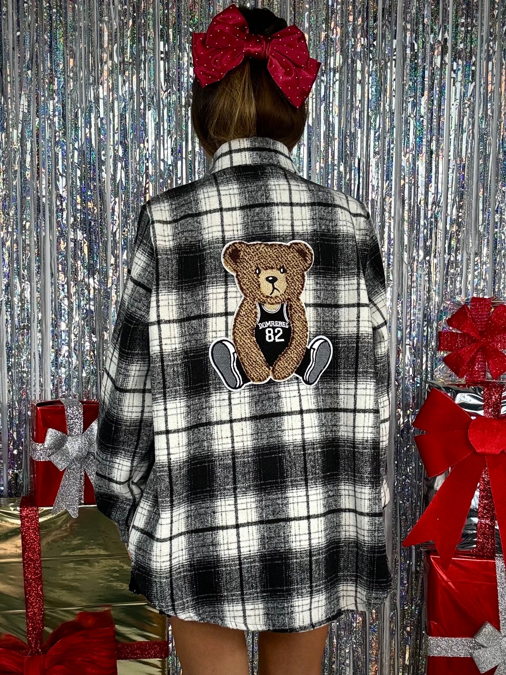 Camicia Flanella Quadri Orsetto - Bianco / Nero