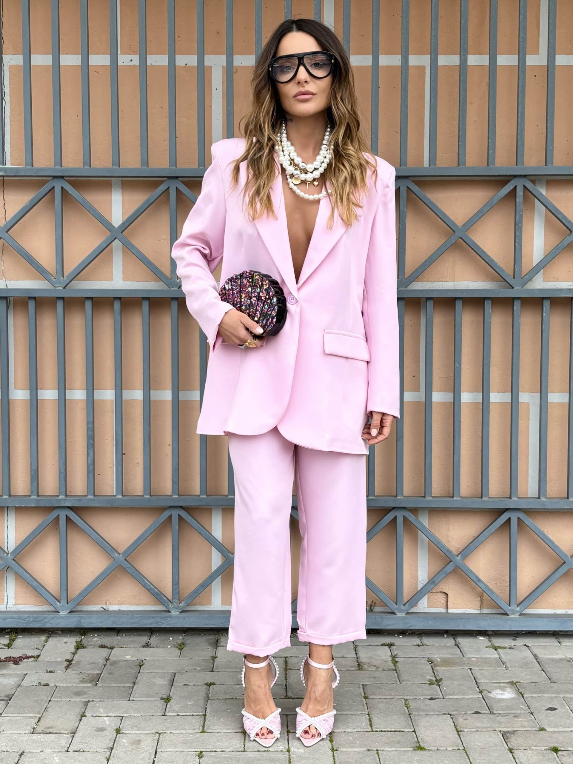 Completo Over Pantaloni Pinces - Rosa