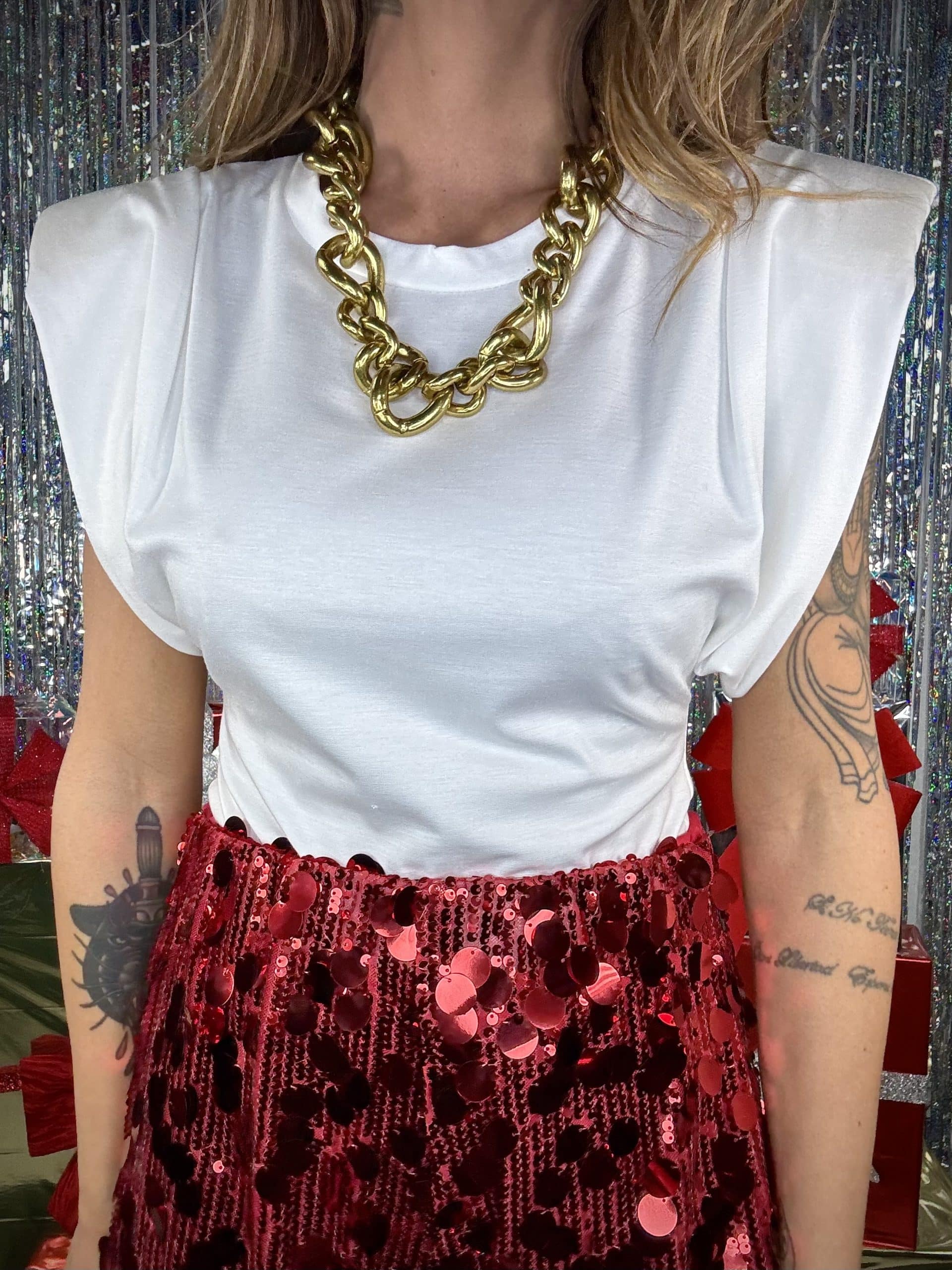 Crop Top Spalline Imbottite - Bianco