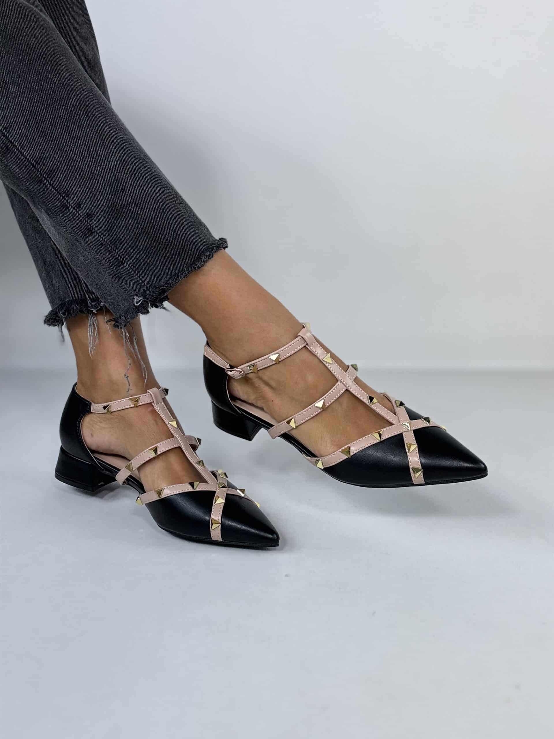 Ballerina Studs con Borchie - Bicolor Nero/ Nude