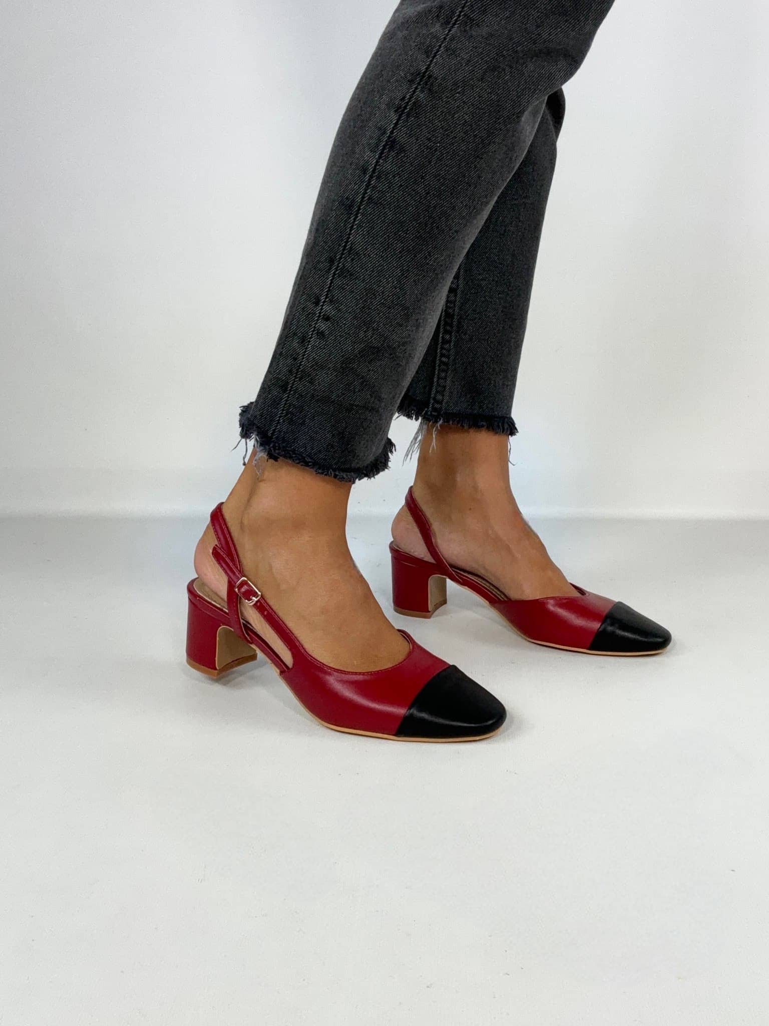 Slingback Bon Ton - Bicolor Wine / Nero