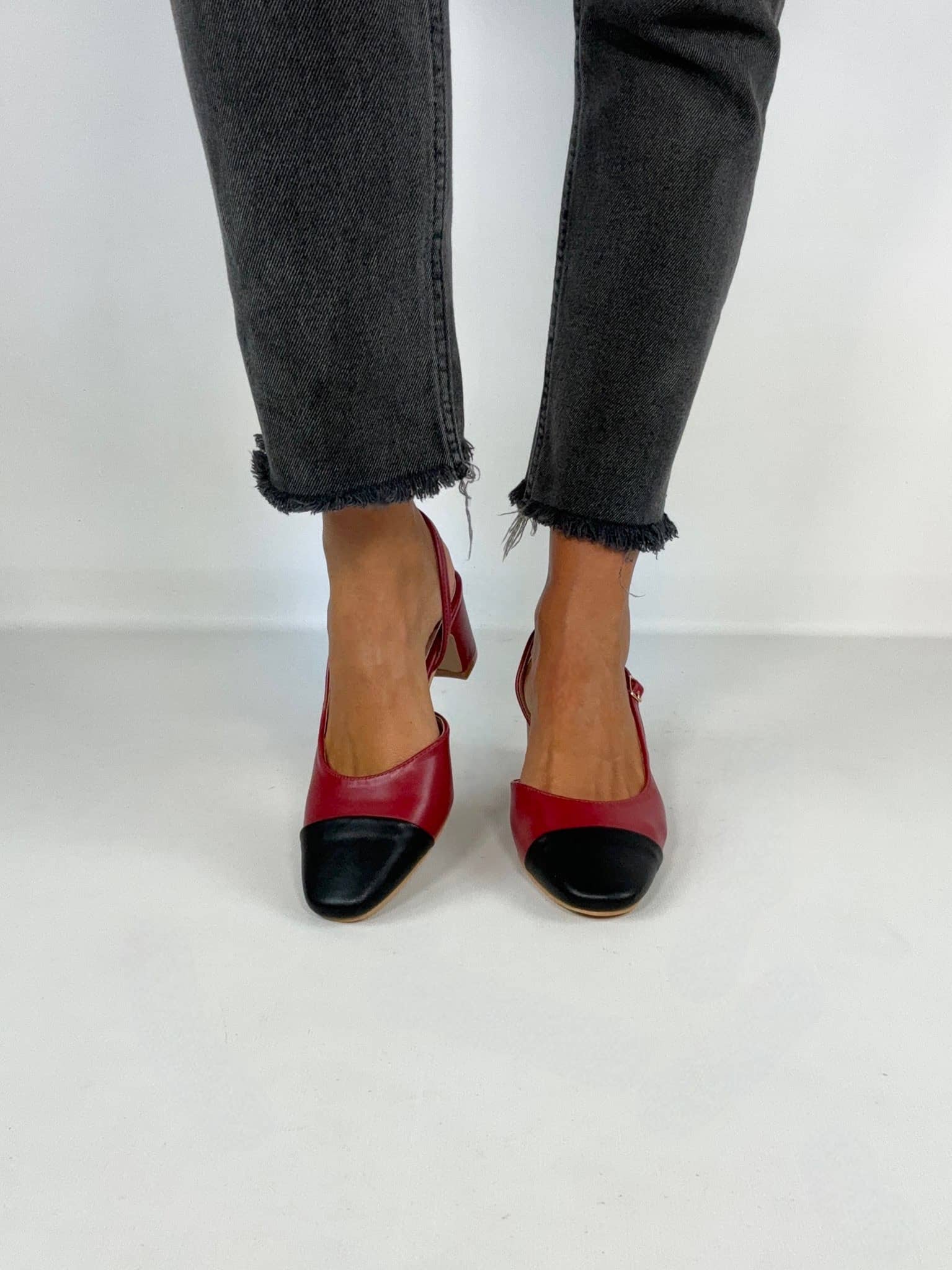 Slingback Bon Ton - Bicolor Wine / Nero