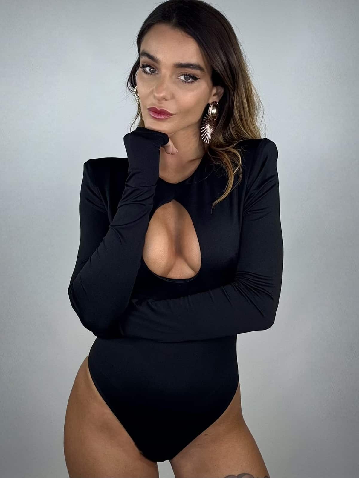 Body Goccia Spalline Imbottite - Nero