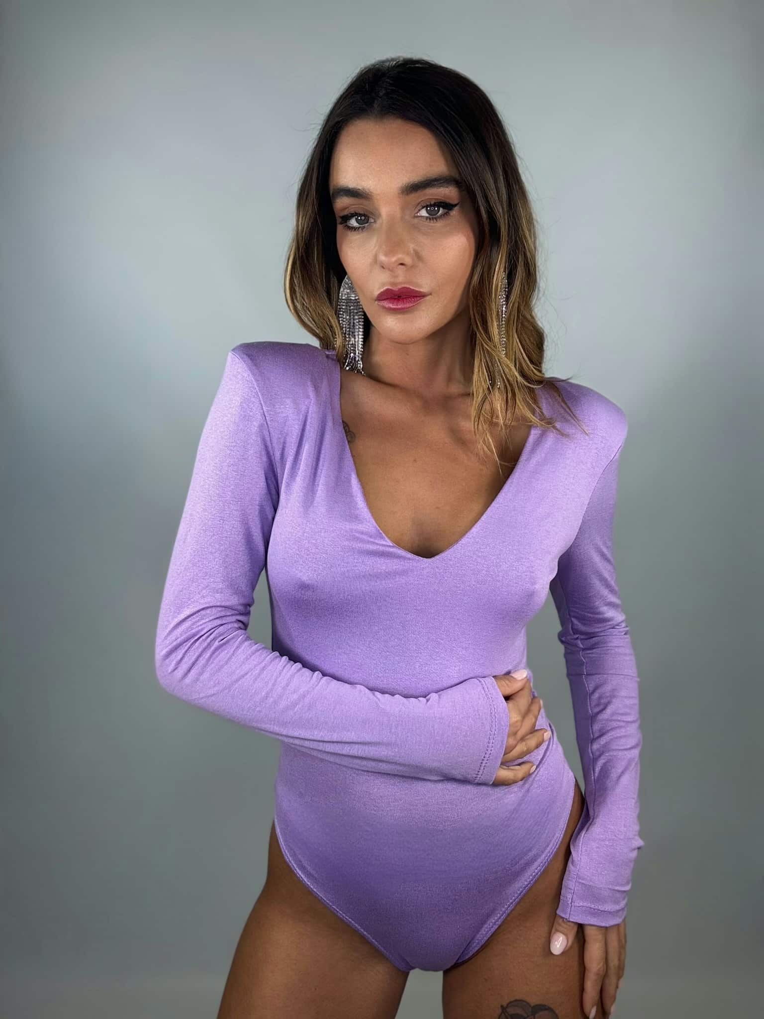Body Scollo V con Spalline - Lilla