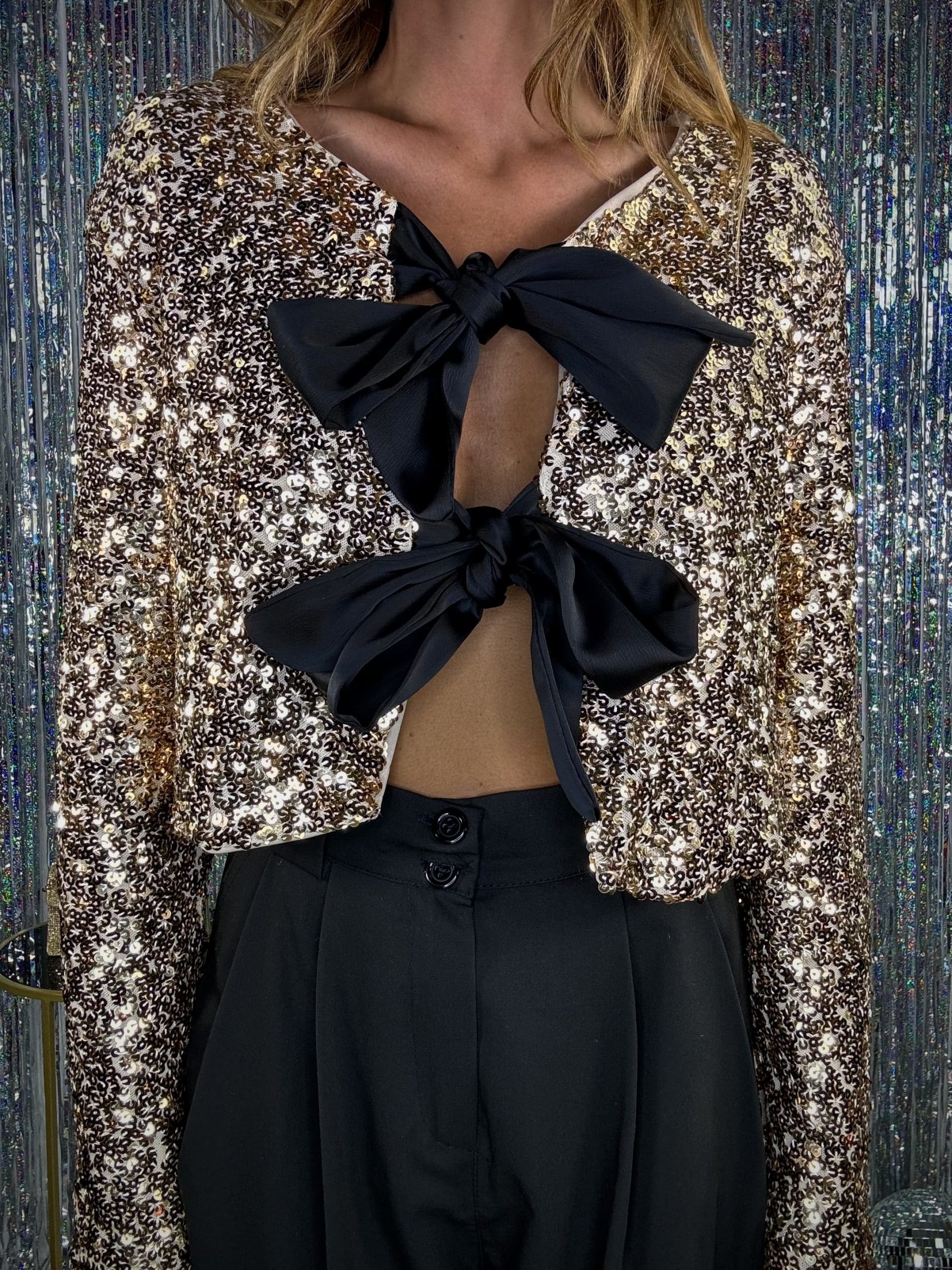 Maglia Paillettes con Fiocchi - Oro