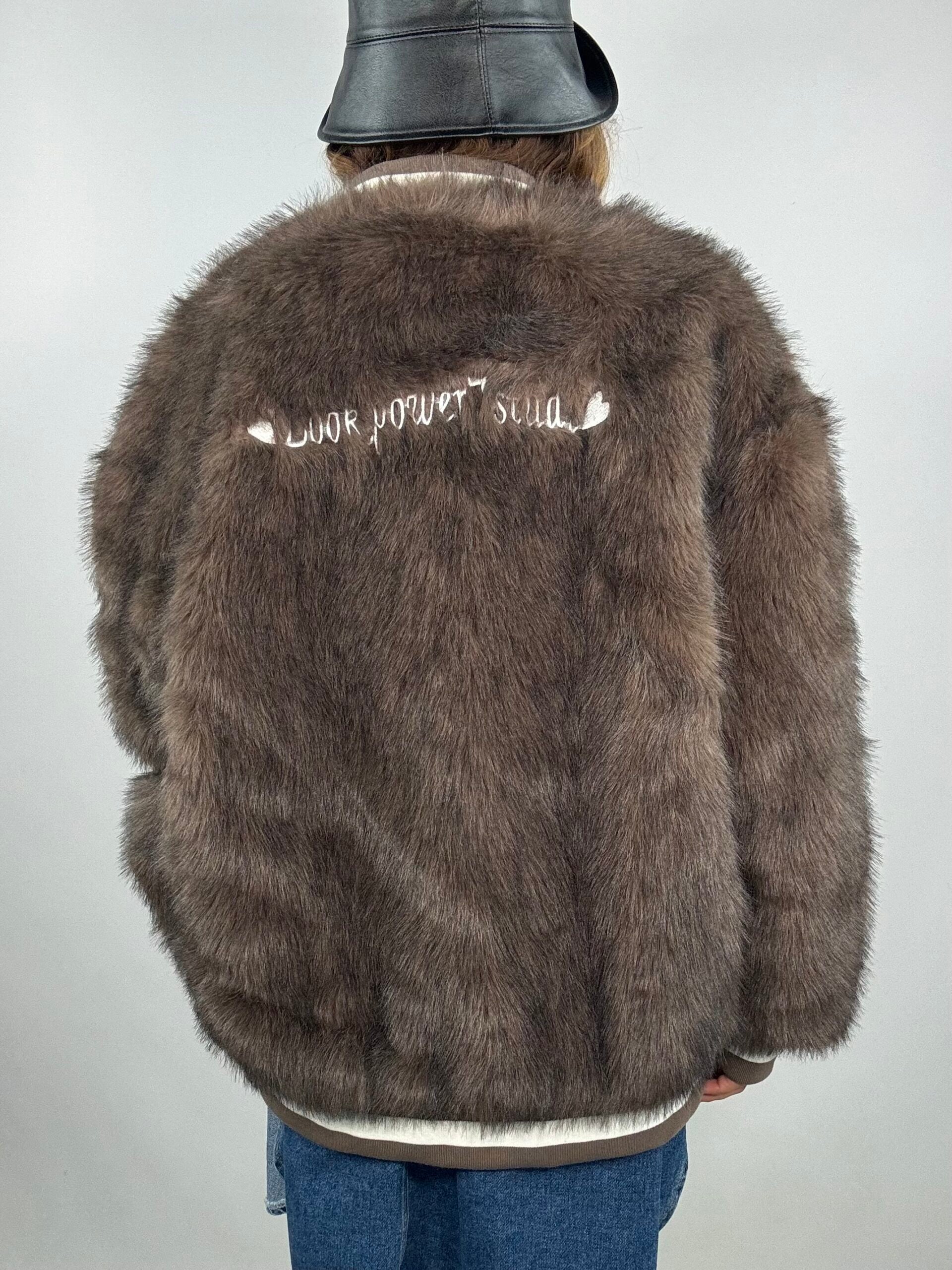 Pelliccia Stile Bomber Oversize - Marrone.