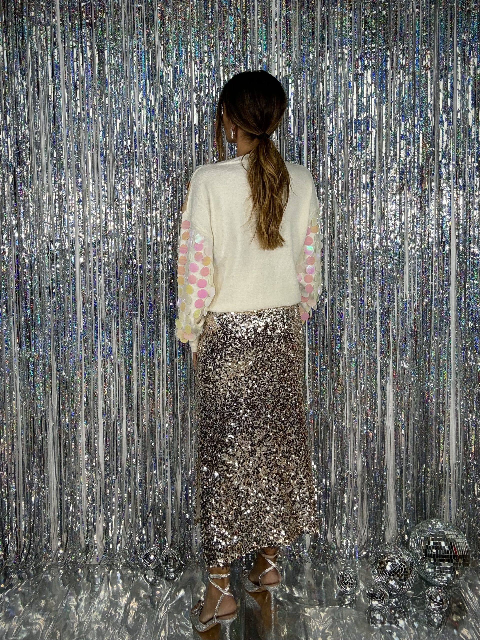 Gonna Midi Paillettes - Oro.