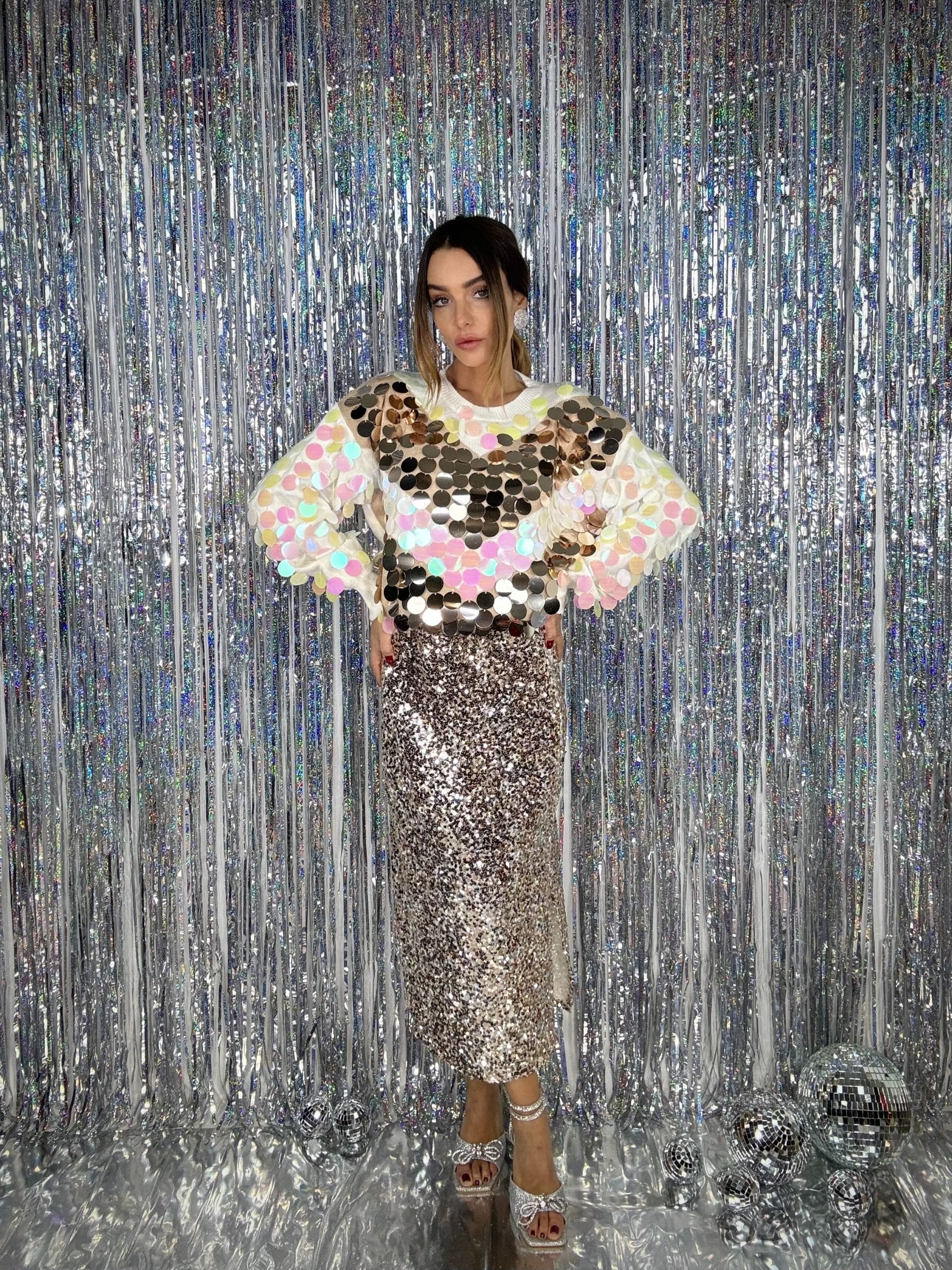 Gonna Midi Paillettes - Oro.