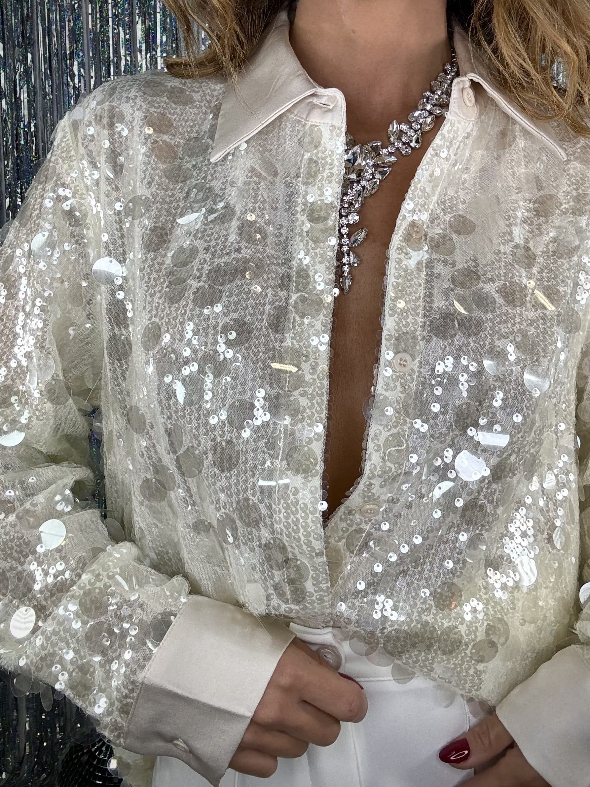 Camicia Paillettes - Bianco