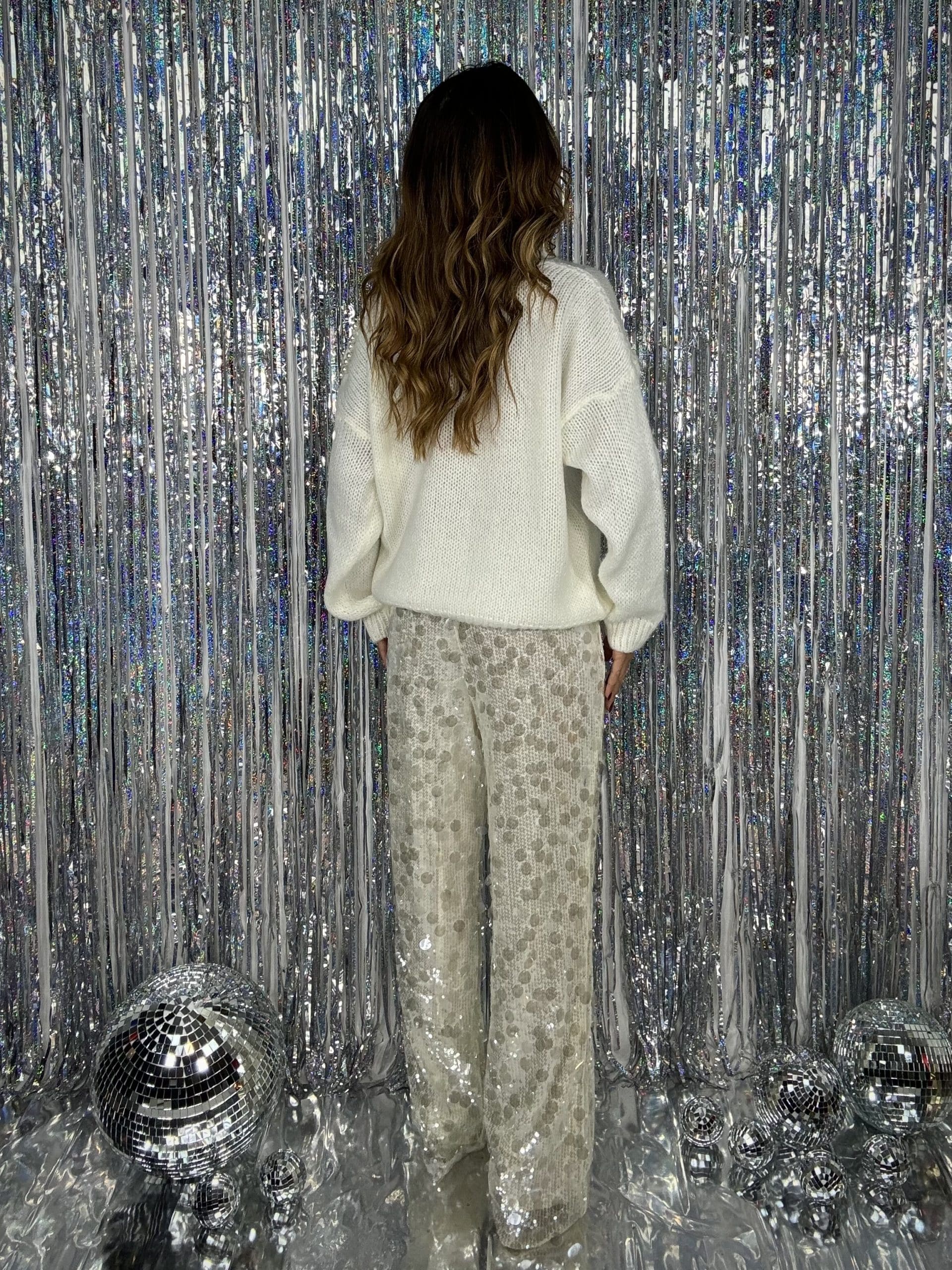Pantaloni Paillettes - Bianco Panna