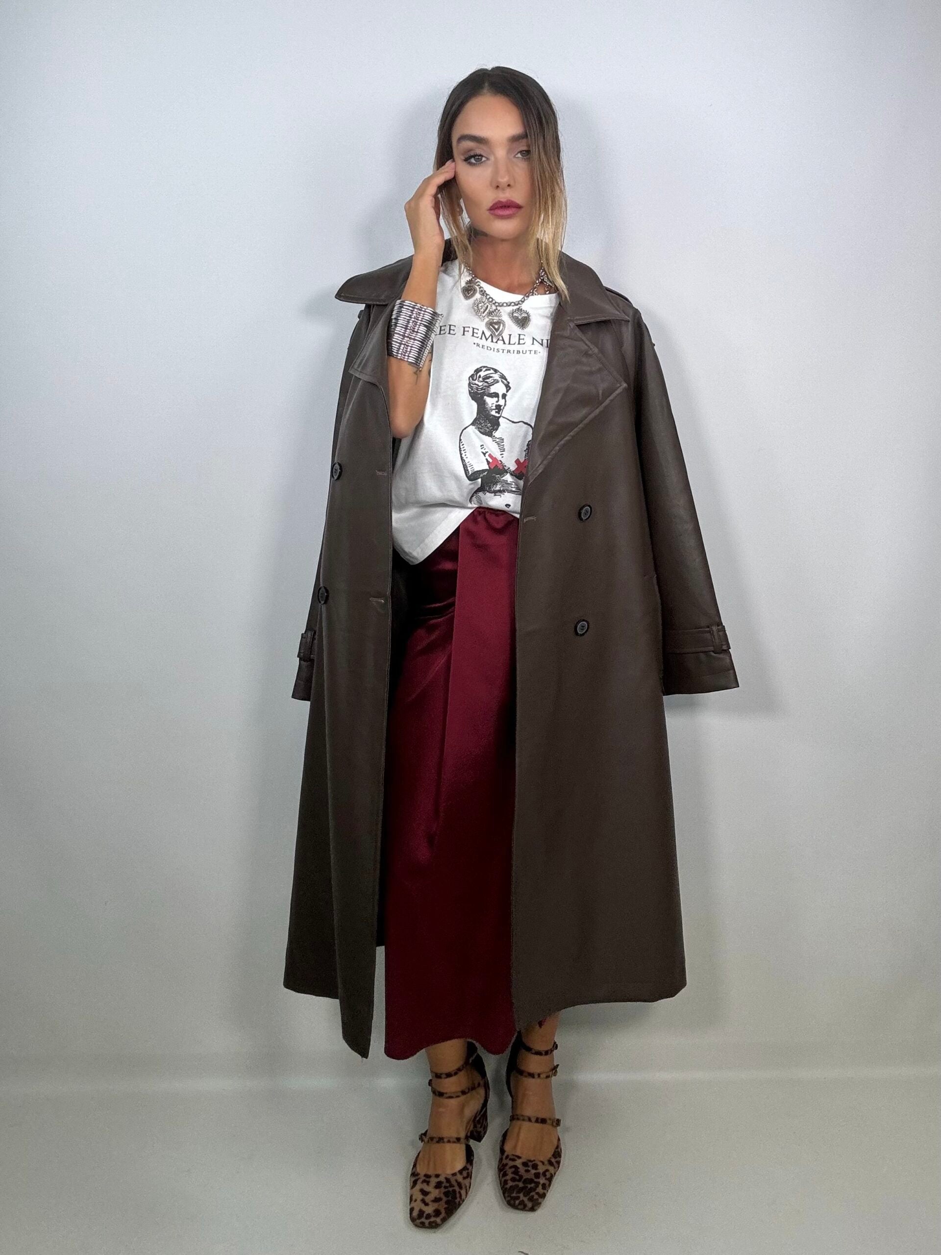 Trench Oversize Ecopelle  - Testa di Moro.