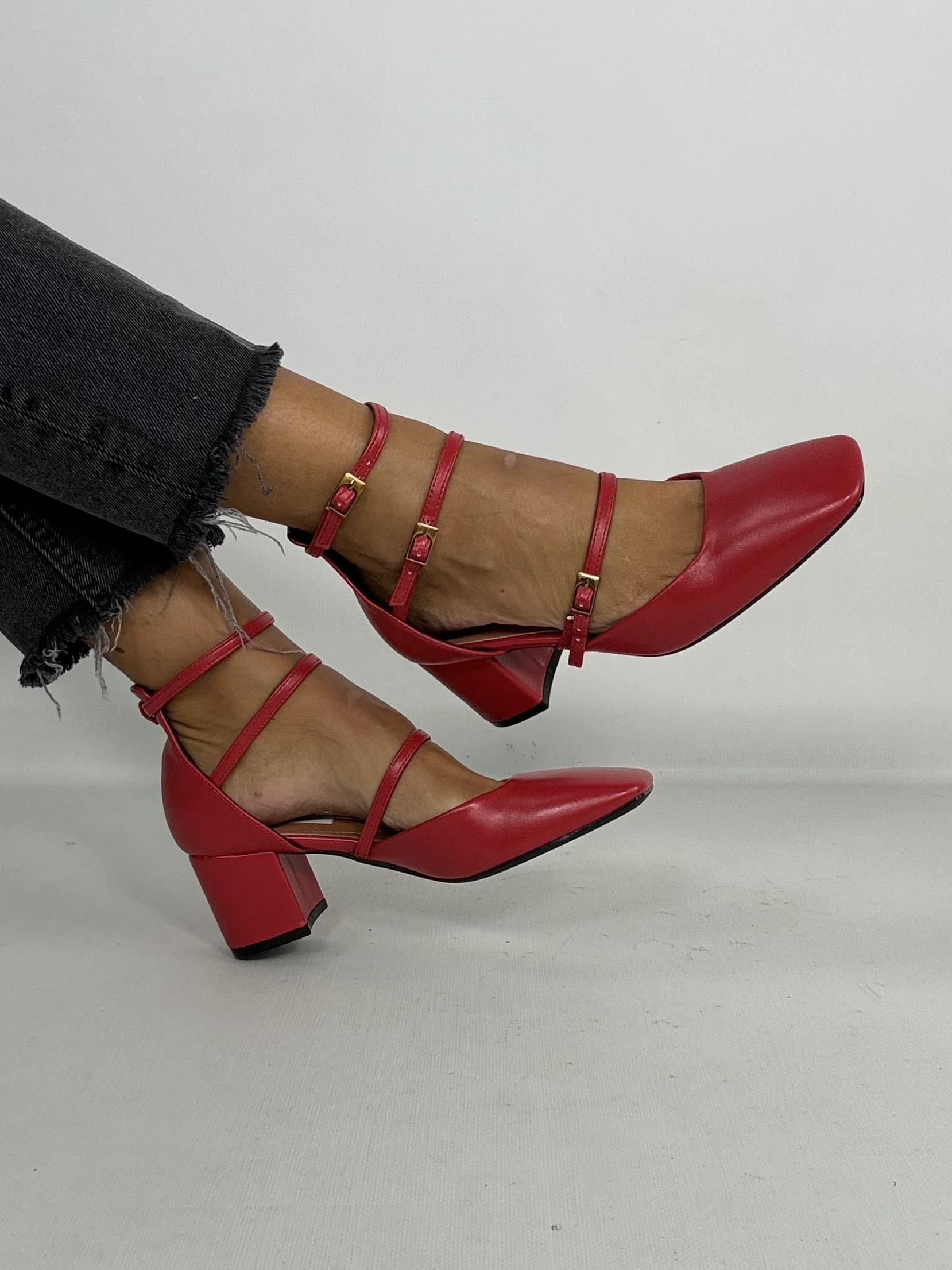 Mary Jane Tre Cinturini  - Rosso